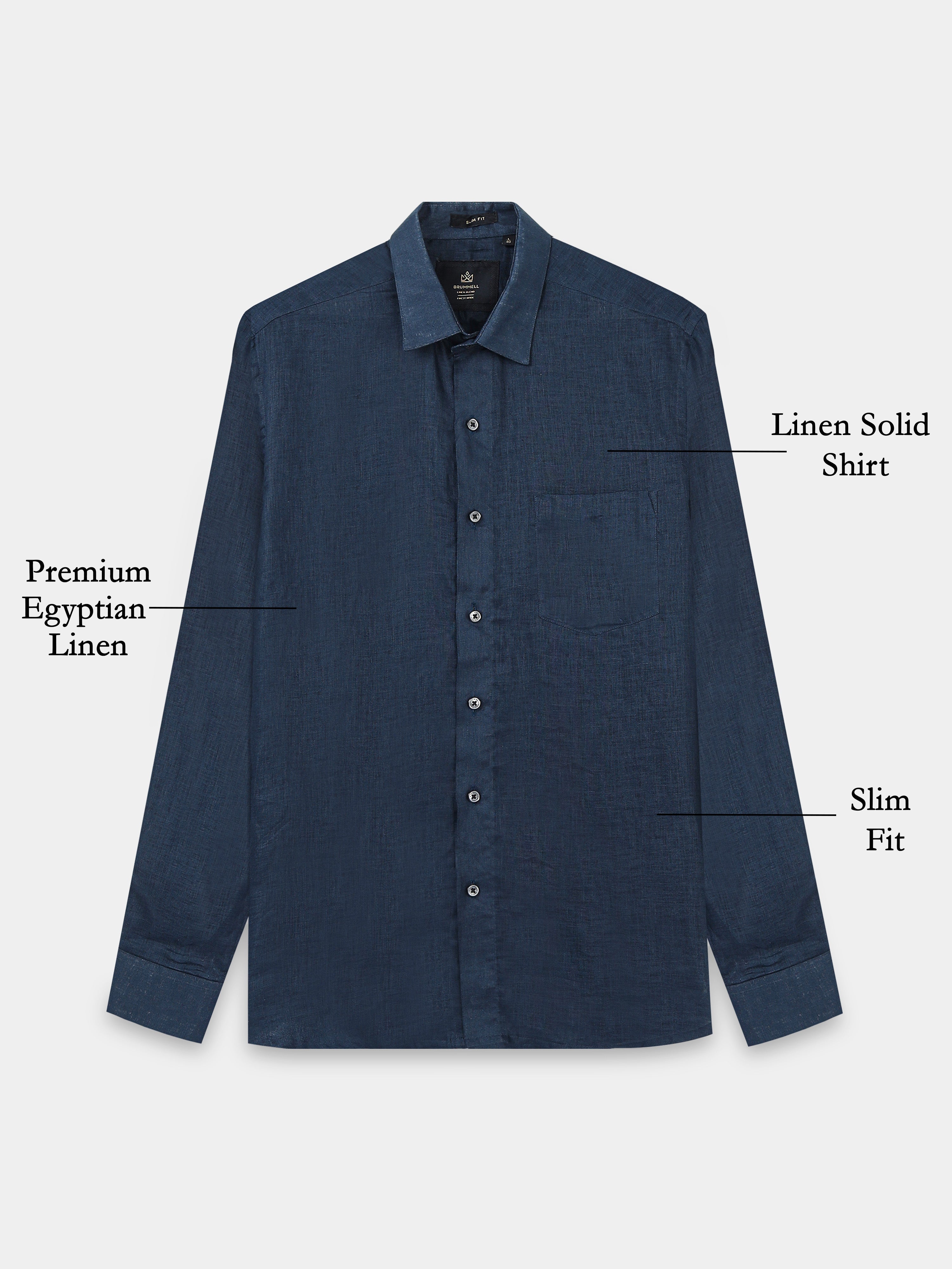 Midnight Blue Linen Solid Shirt