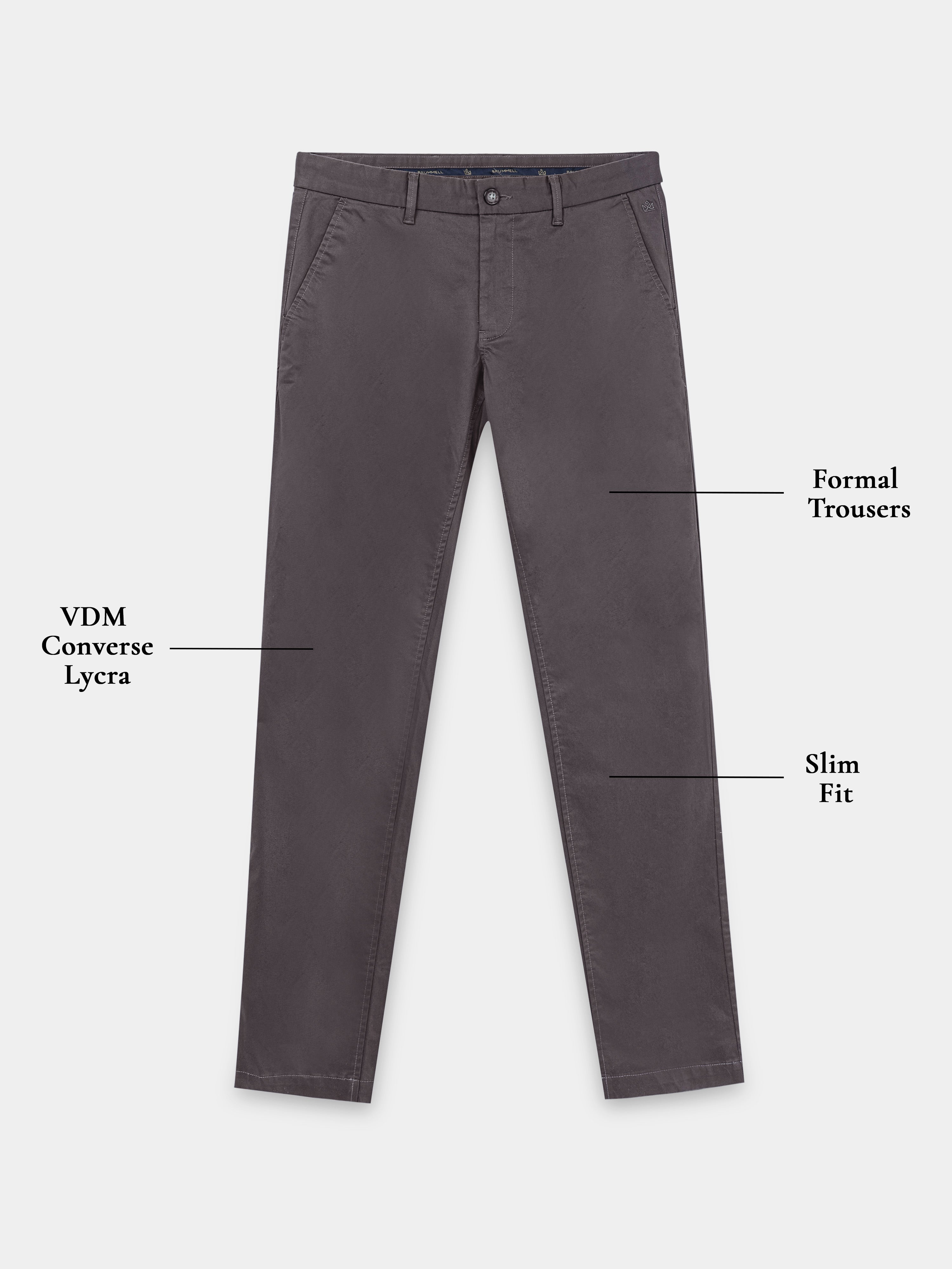 CEMENT GREY CONVERSE COTTON LYCRA STRECTH TROUSERS