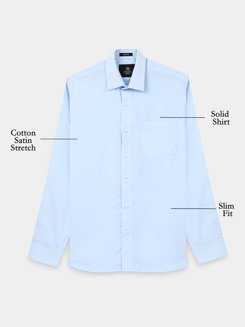 Celestial Blue Cotton Satin Stretch Solid Shirt