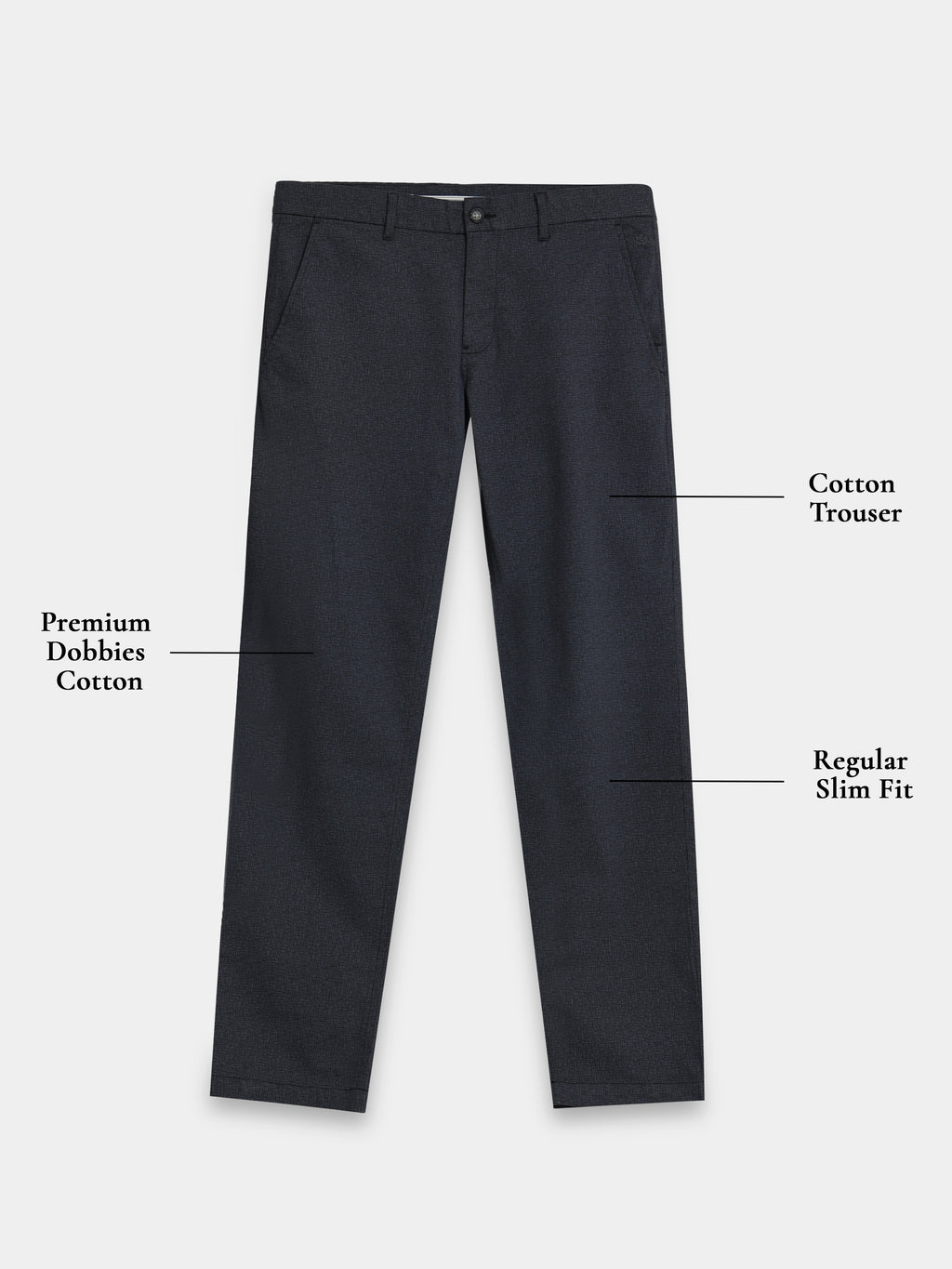 BLACK DOBBIES COTTON LYCRA BLEND TROUSER