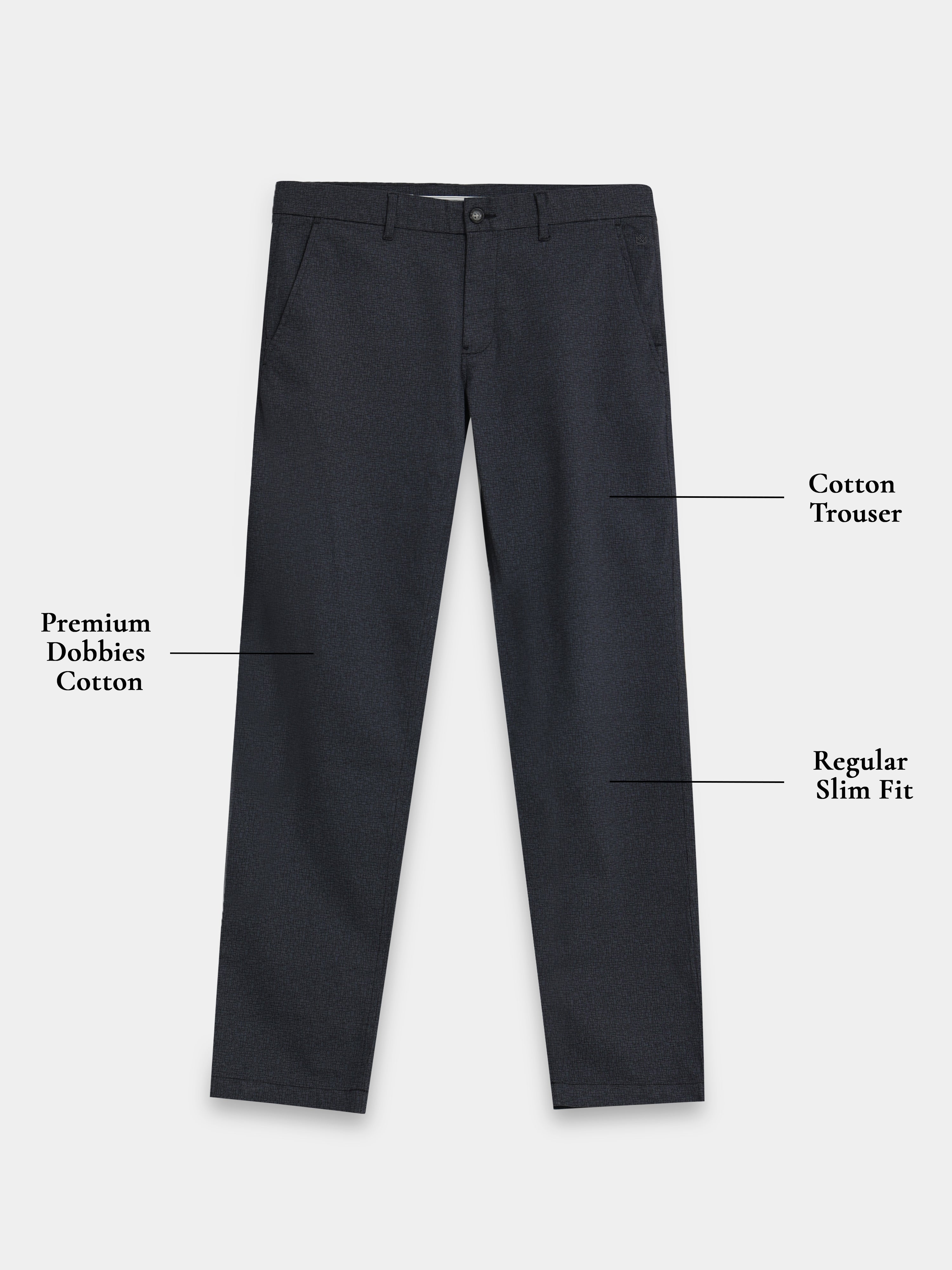 BLACK DOBBIES COTTON LYCRA BLEND TROUSER