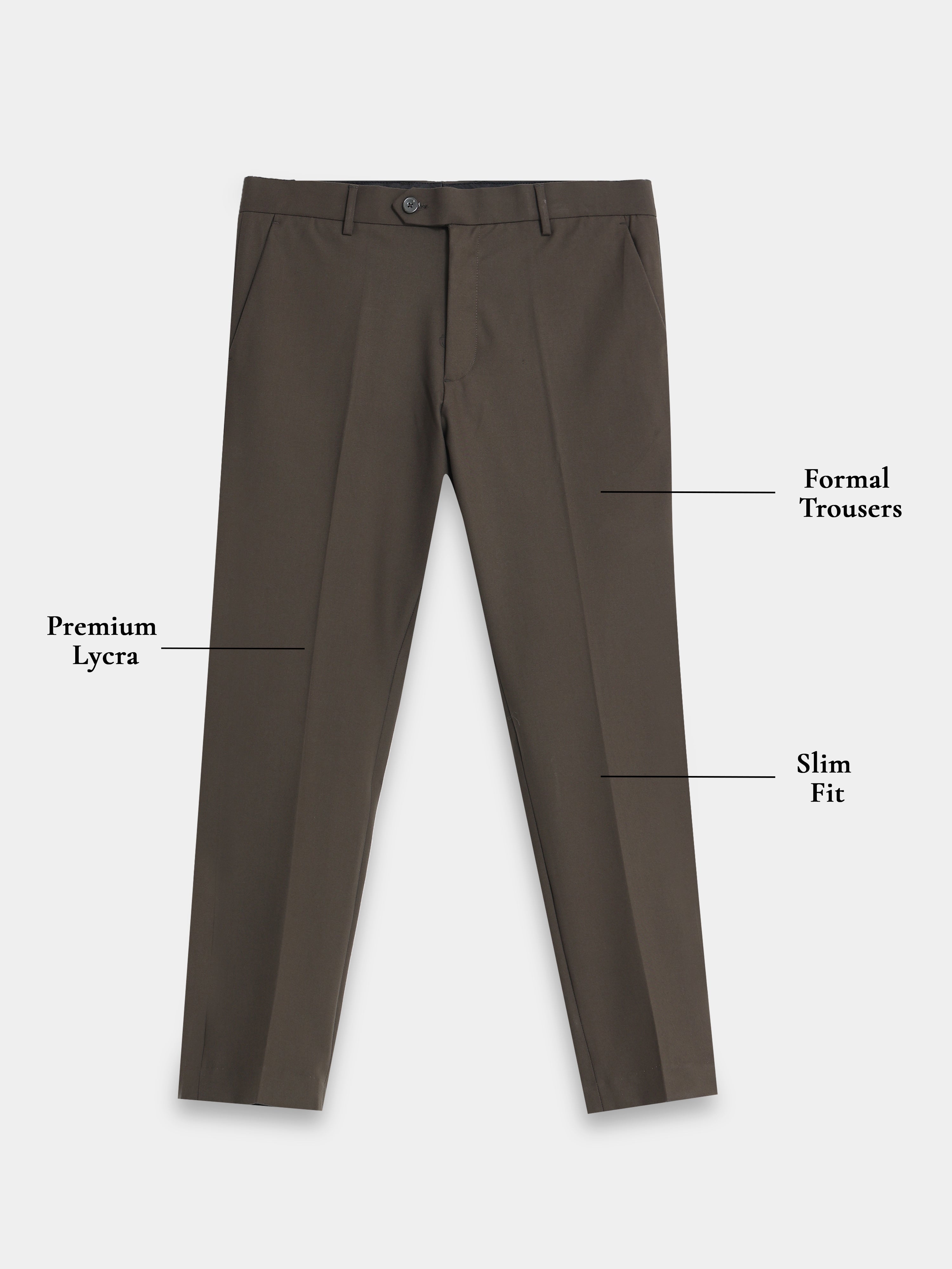 COFFEE BROWN 4 WAY STRETCH VISCOSE BLEND FORMAL PANT