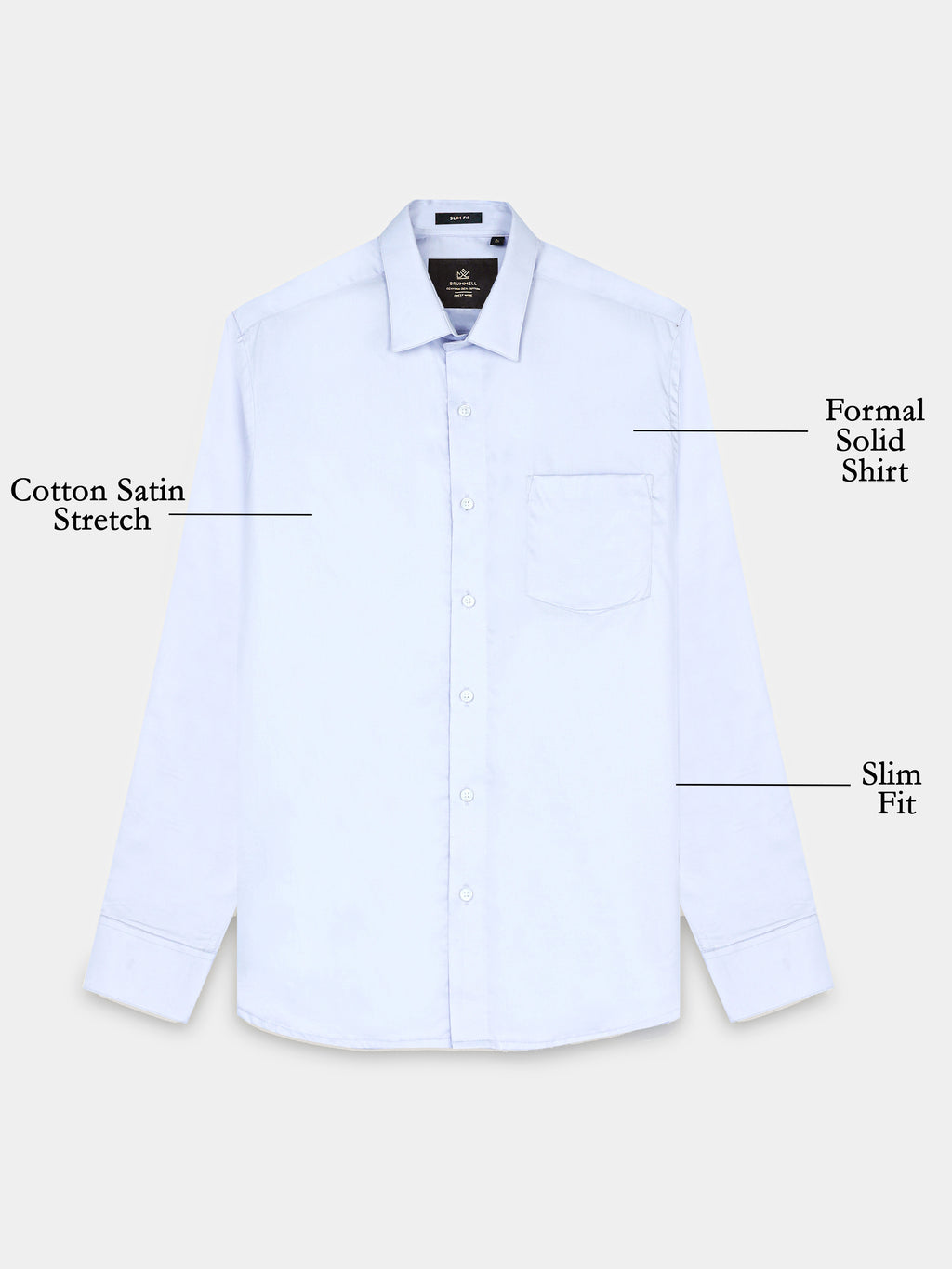 Arctic Lilac Cotton Satin Stretch Solid Shirt