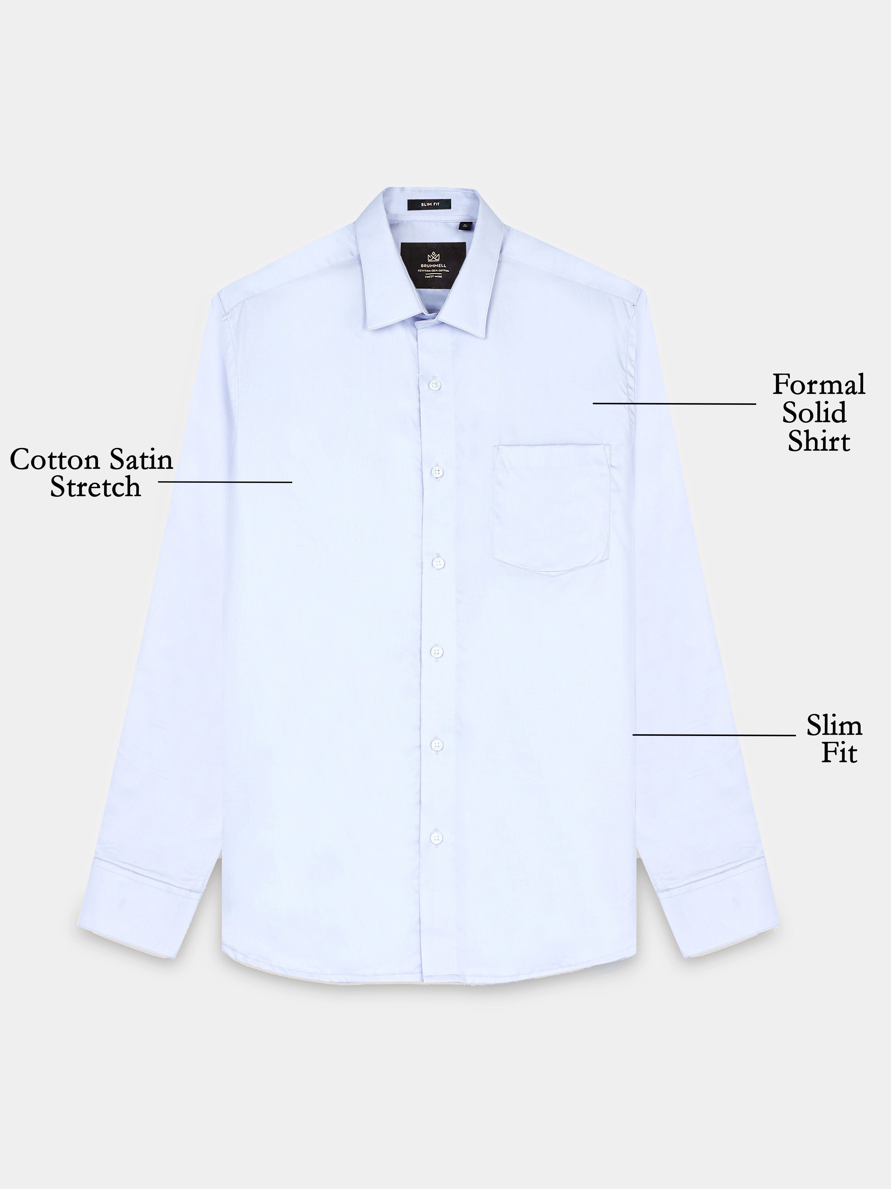 Arctic Lilac Cotton Satin Stretch Solid Shirt