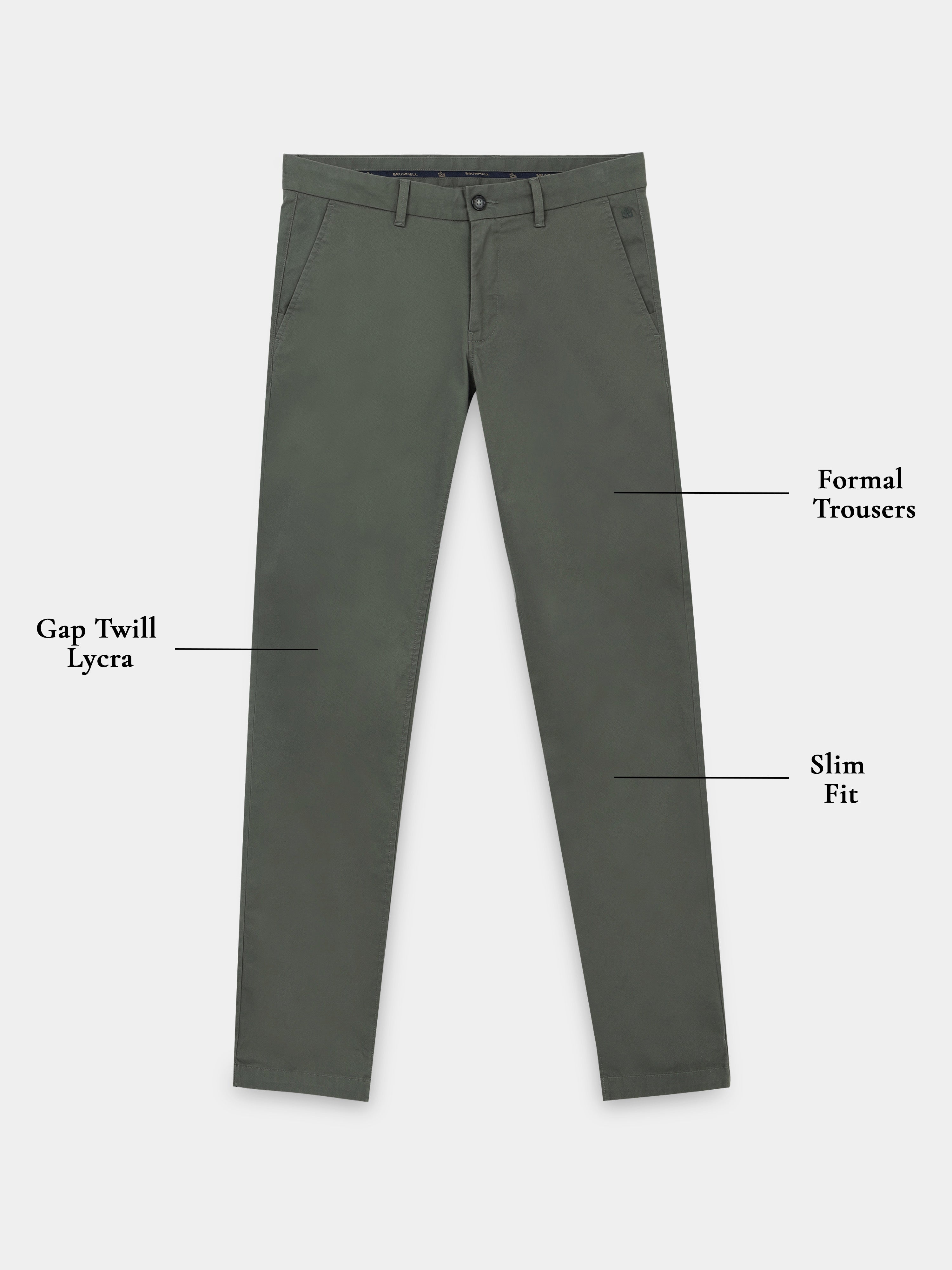 OLIVE GAP TWILL STRETCH TROUSERS
