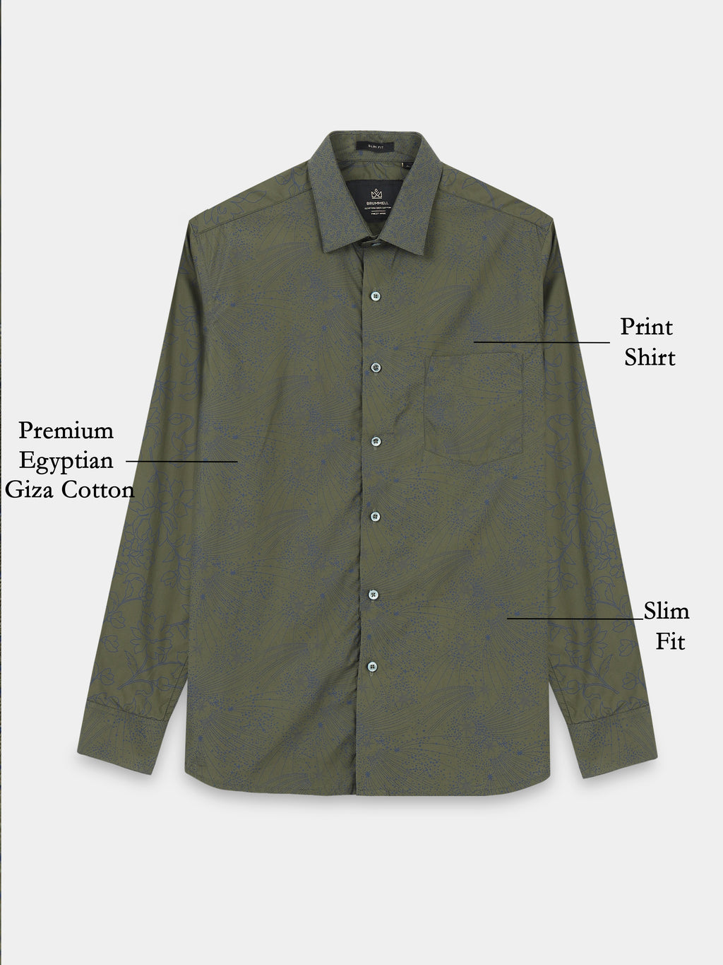 Obsidian Olive Artisan Flora Cotton Print Shirt