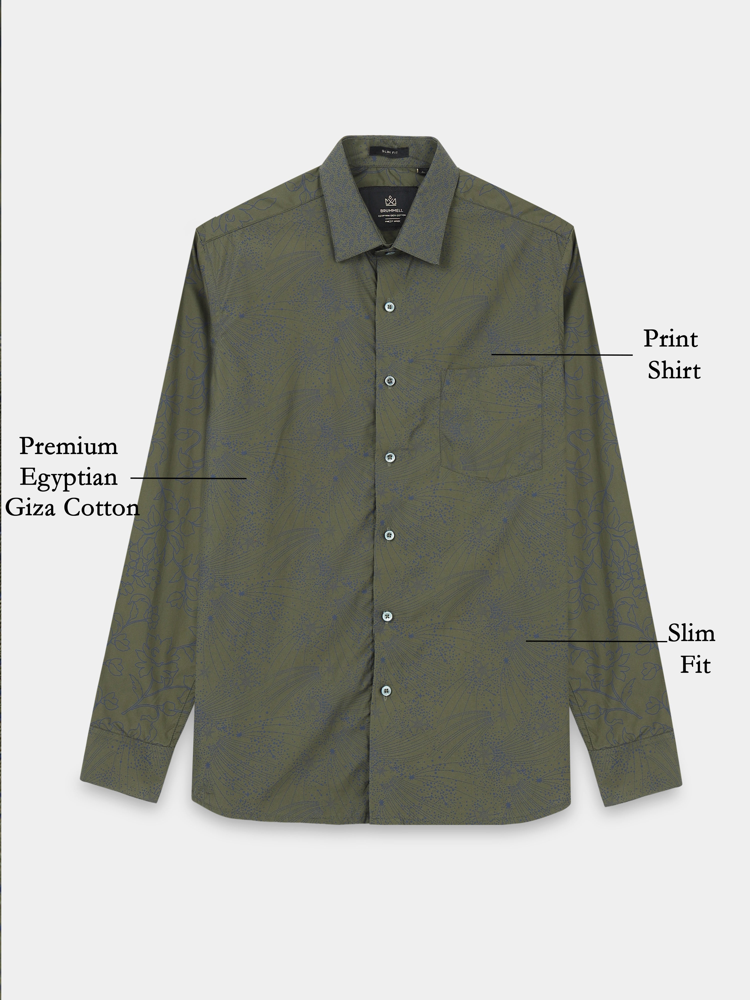 Obsidian Olive Artisan Flora Cotton Print Shirt