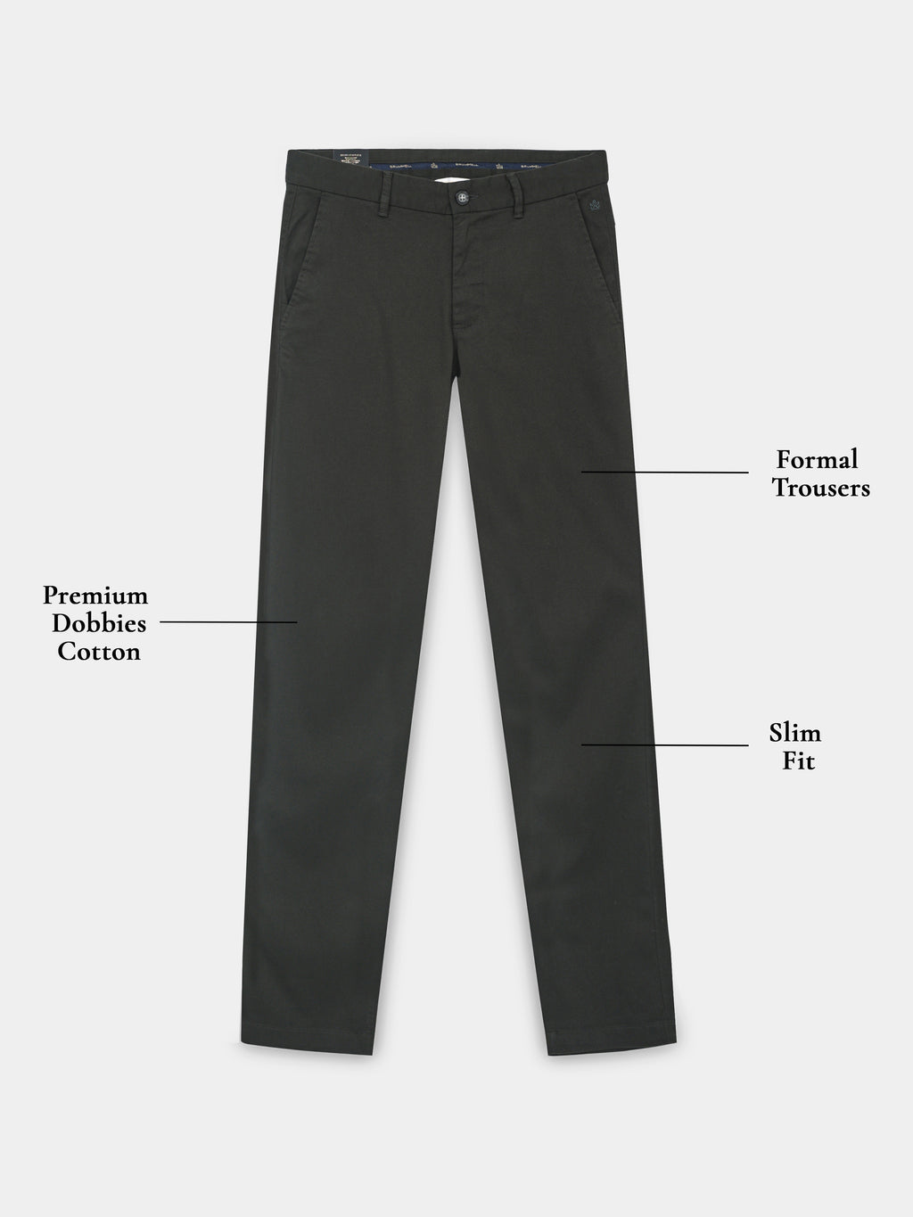 DARK GREEN DOBBIES COTTON LYCRA BLEND TROUSER