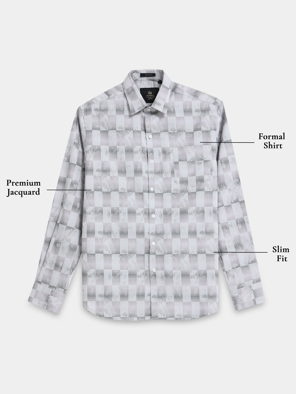 Silver Shadow Floral Checkerboard Jacquard Shirt