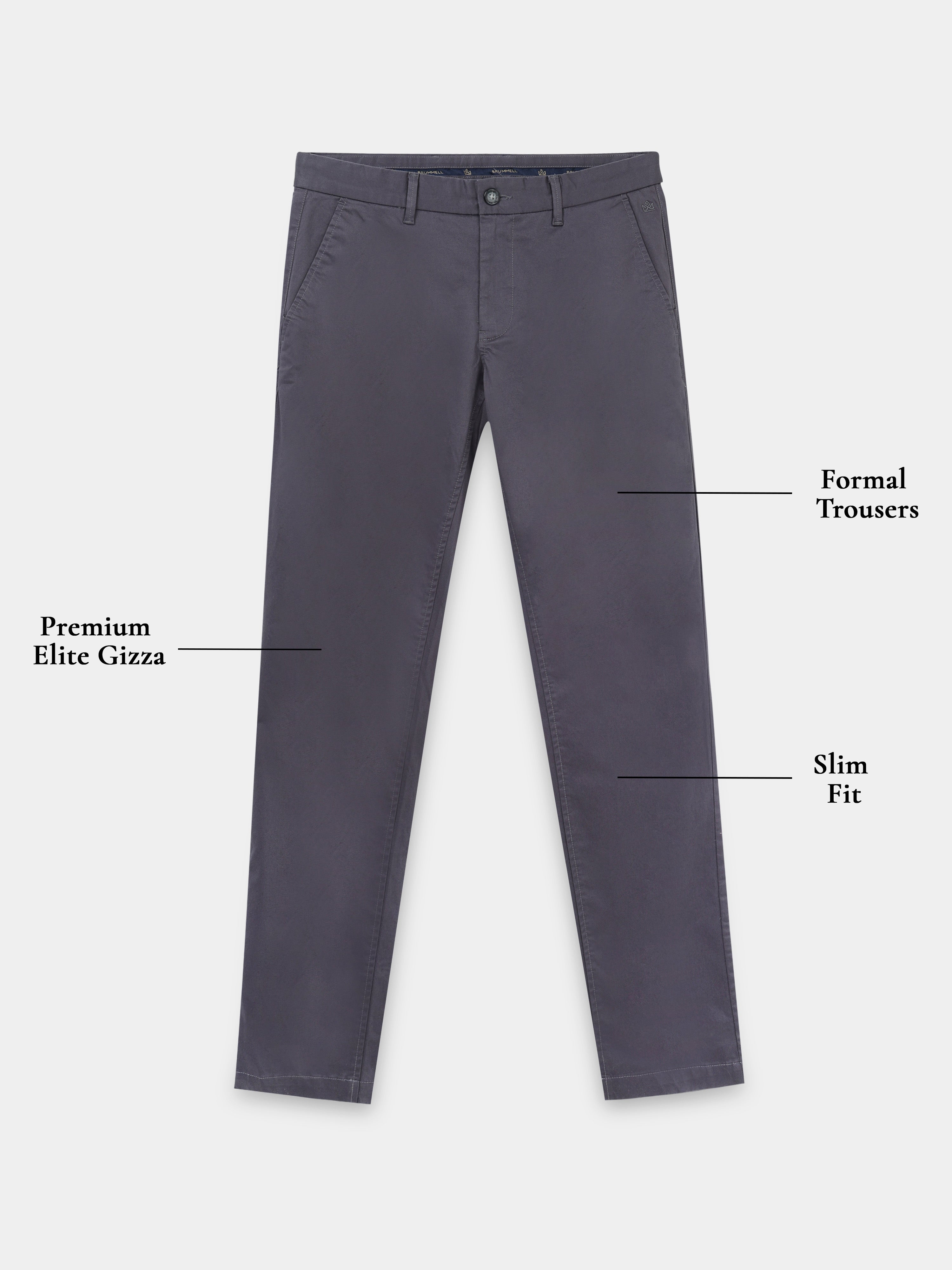 DARK GREY GIZZA COTTON TROUSER