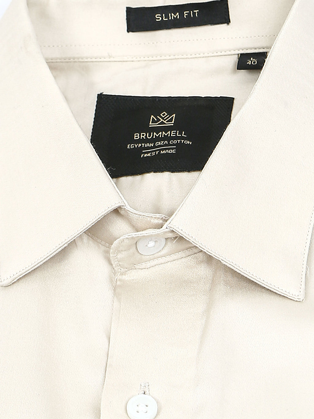 Champagne Luster Cotton Satin Stretch Solid Shirt