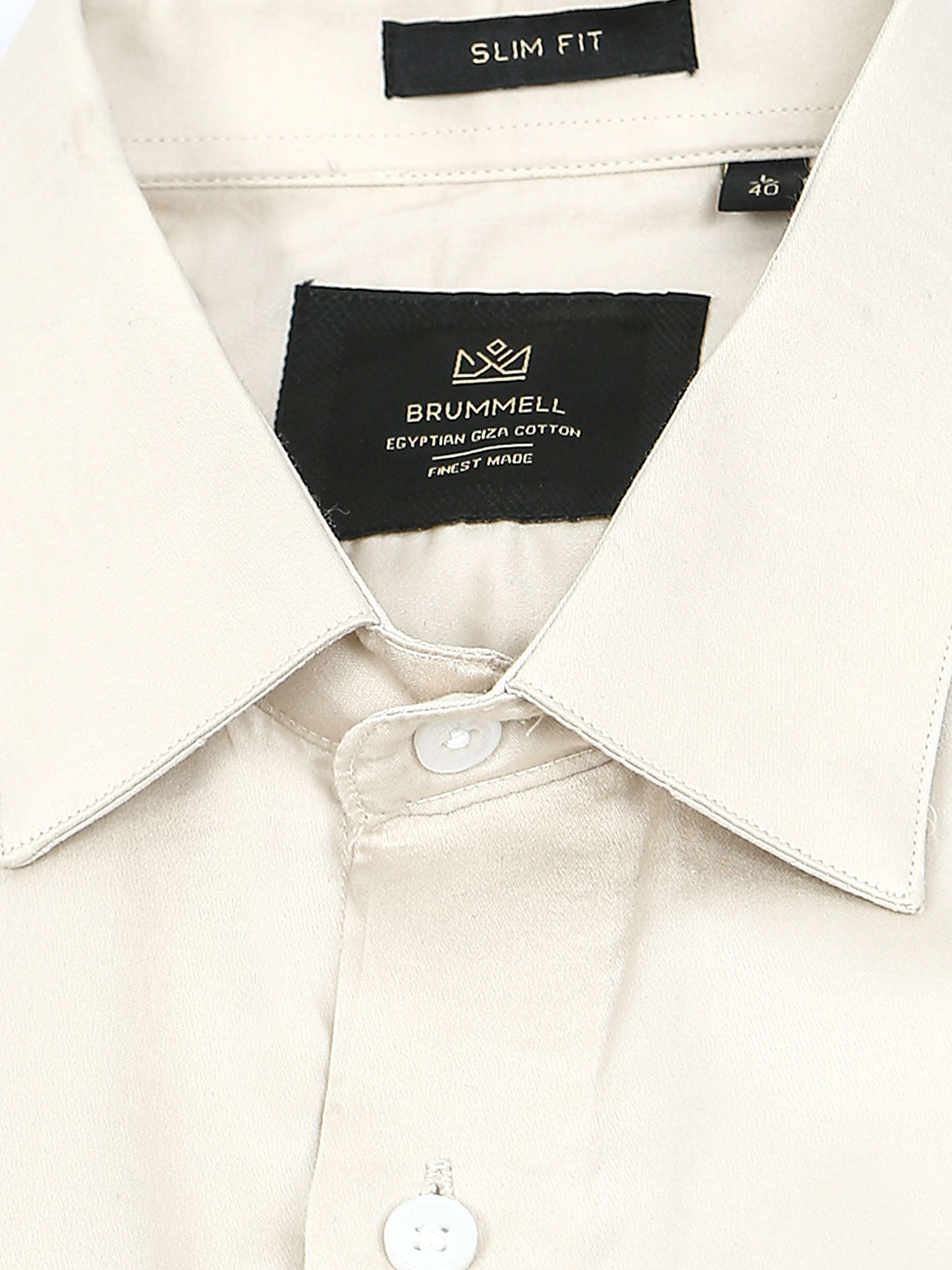 Champagne Luster Cotton Satin Stretch Solid Shirt