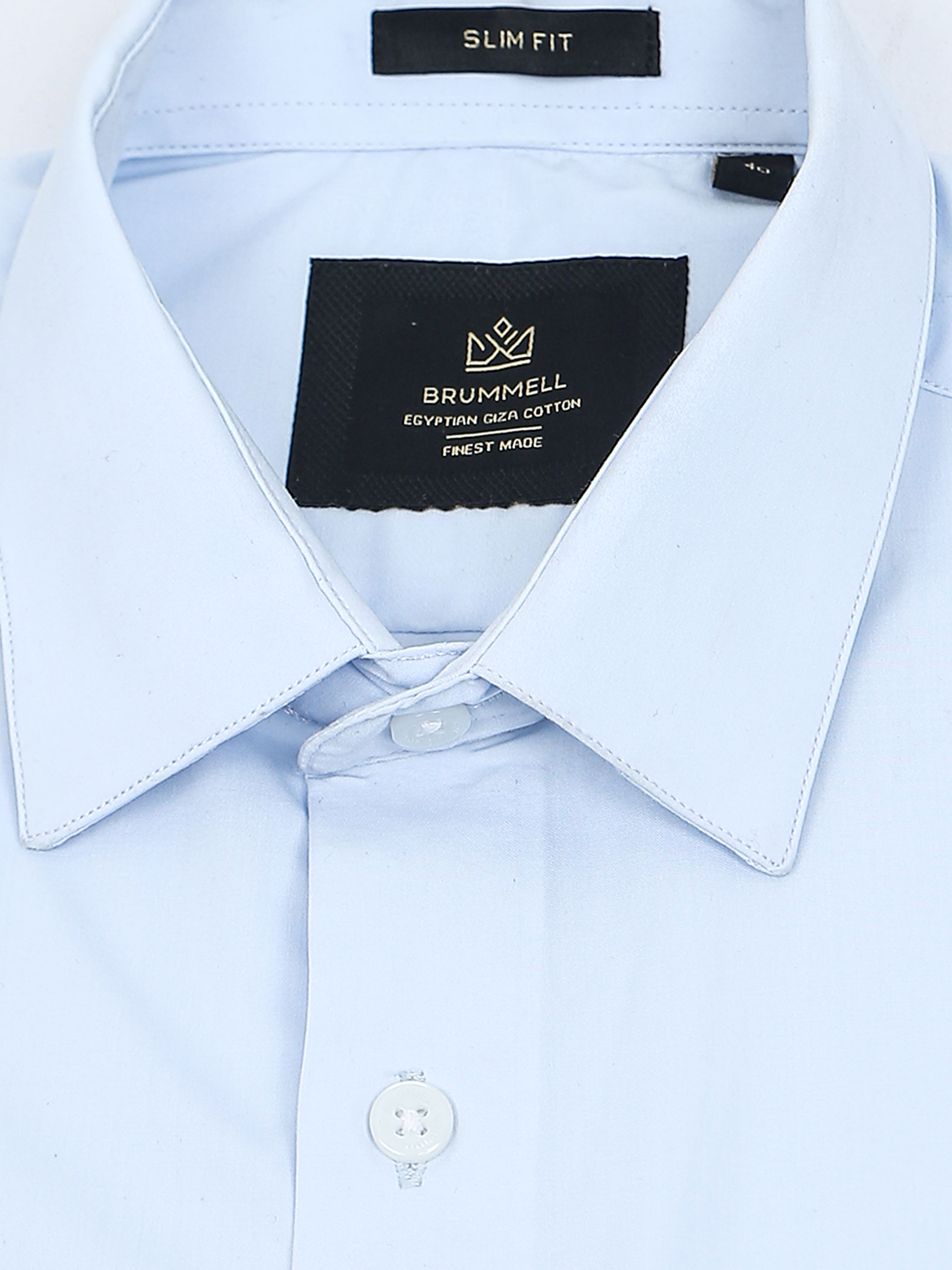 Celestial Blue Cotton Satin Stretch Solid Shirt