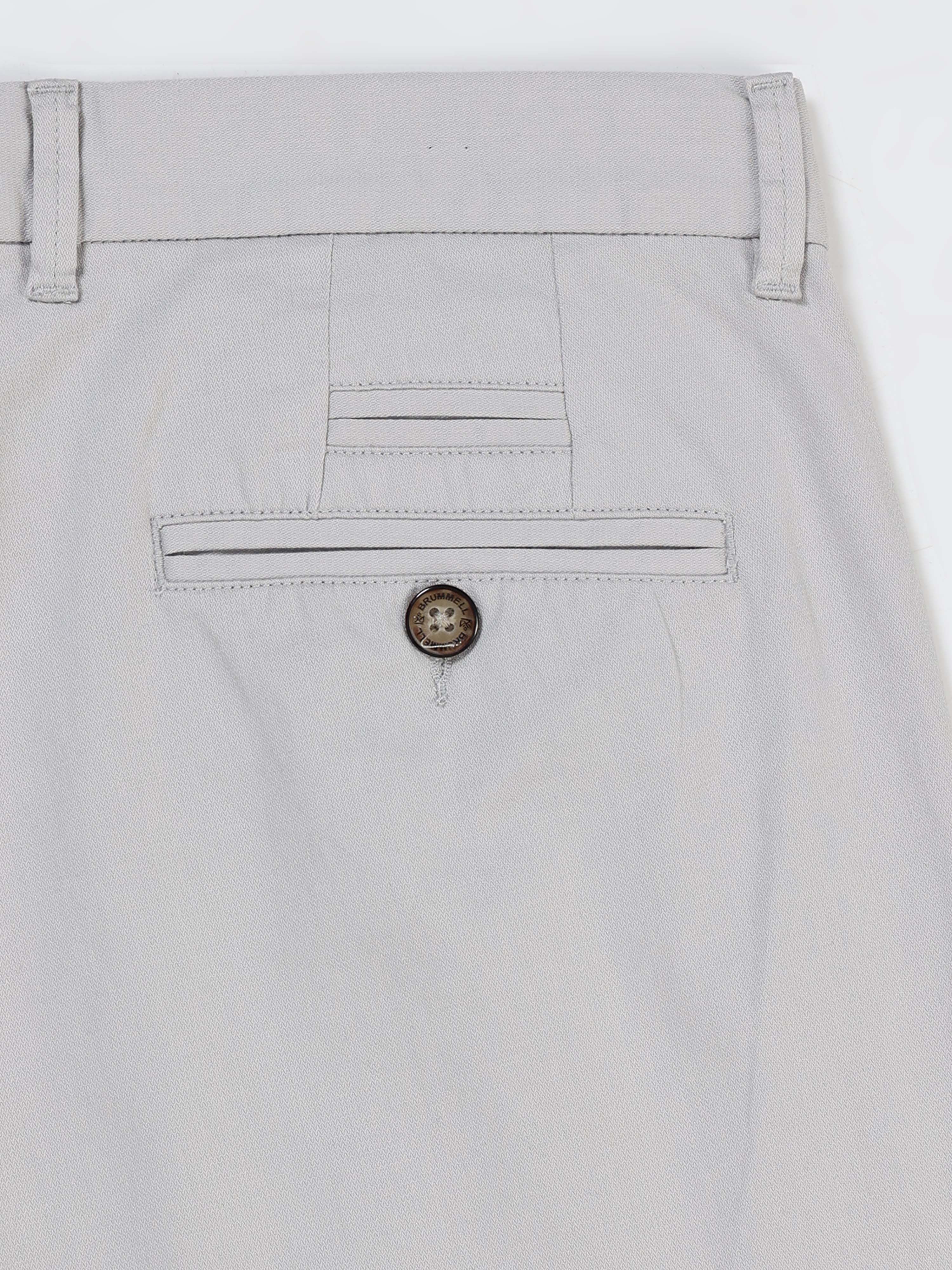 LIGHT GREY DOBBIES COTTON LYCRA BLEND TROUSER