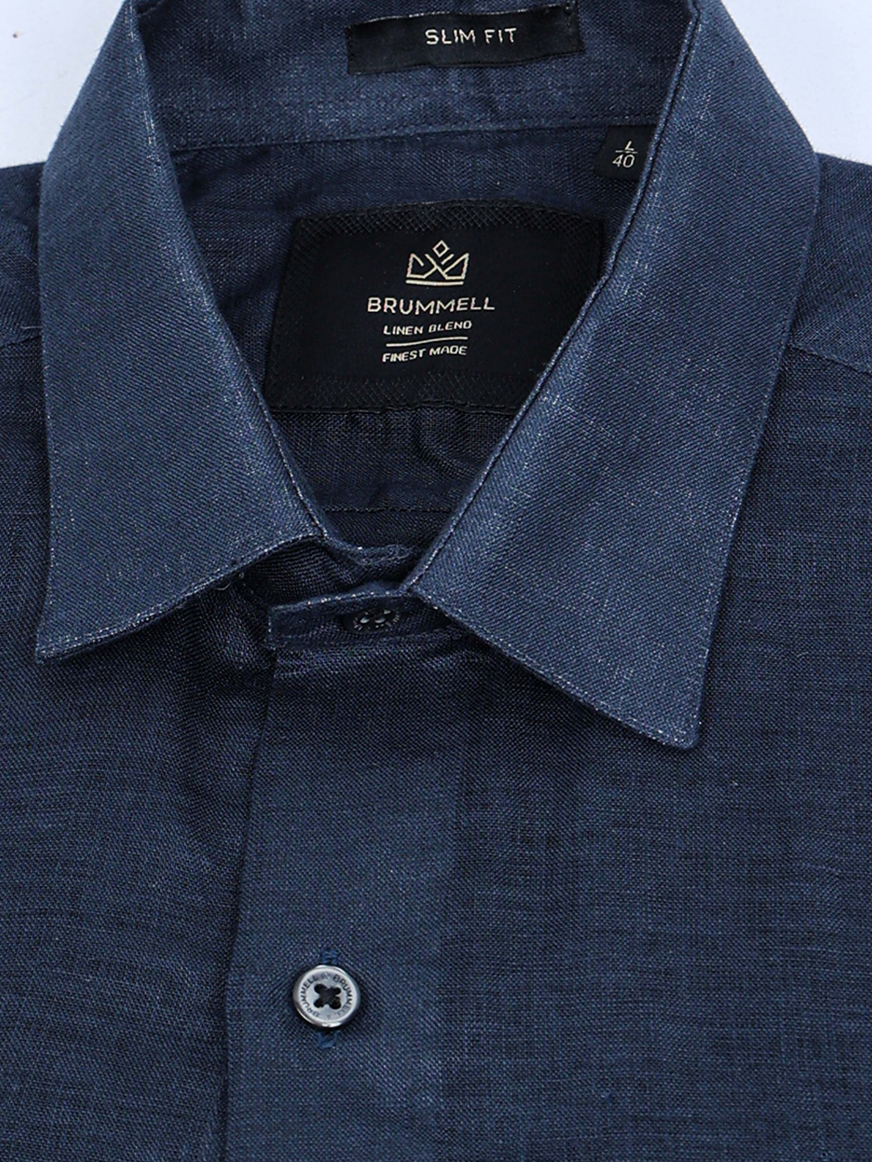 Midnight Blue Linen Solid Shirt