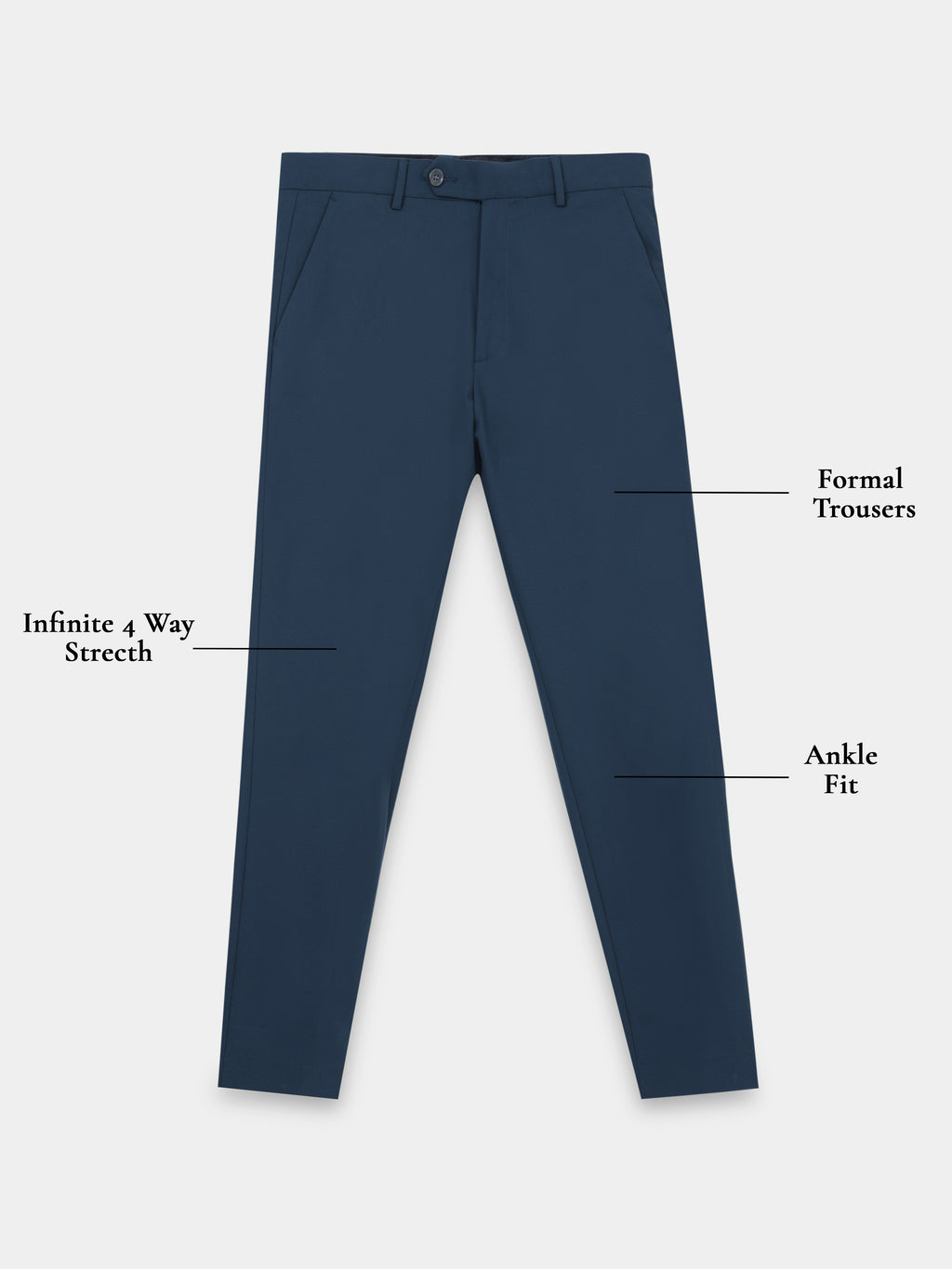 BLUE 4 WAY STRETCH VISCOSE BLEND FORMAL PANT