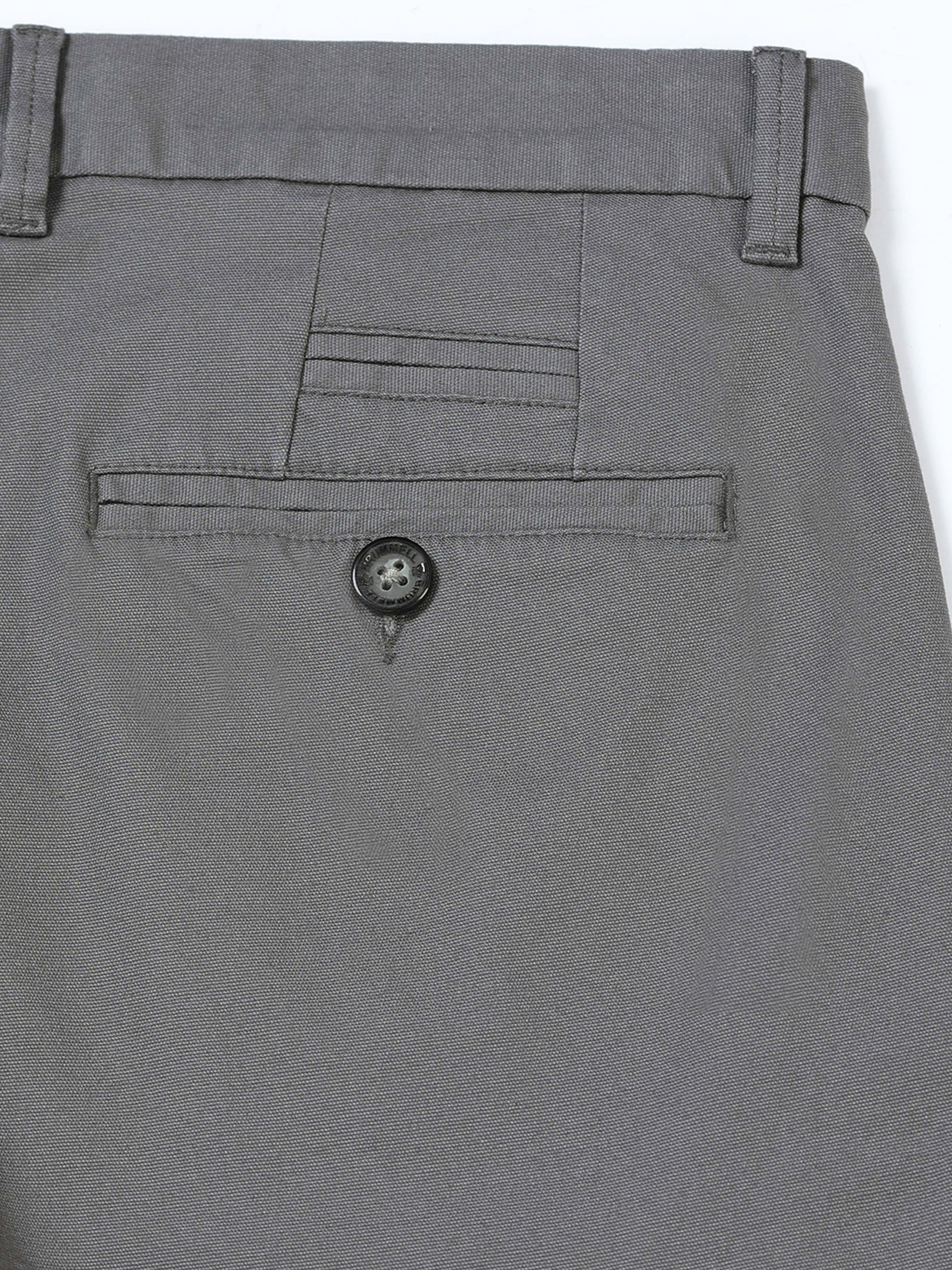 GREY DOBBIES COTTON LYCRA BLEND TROUSER