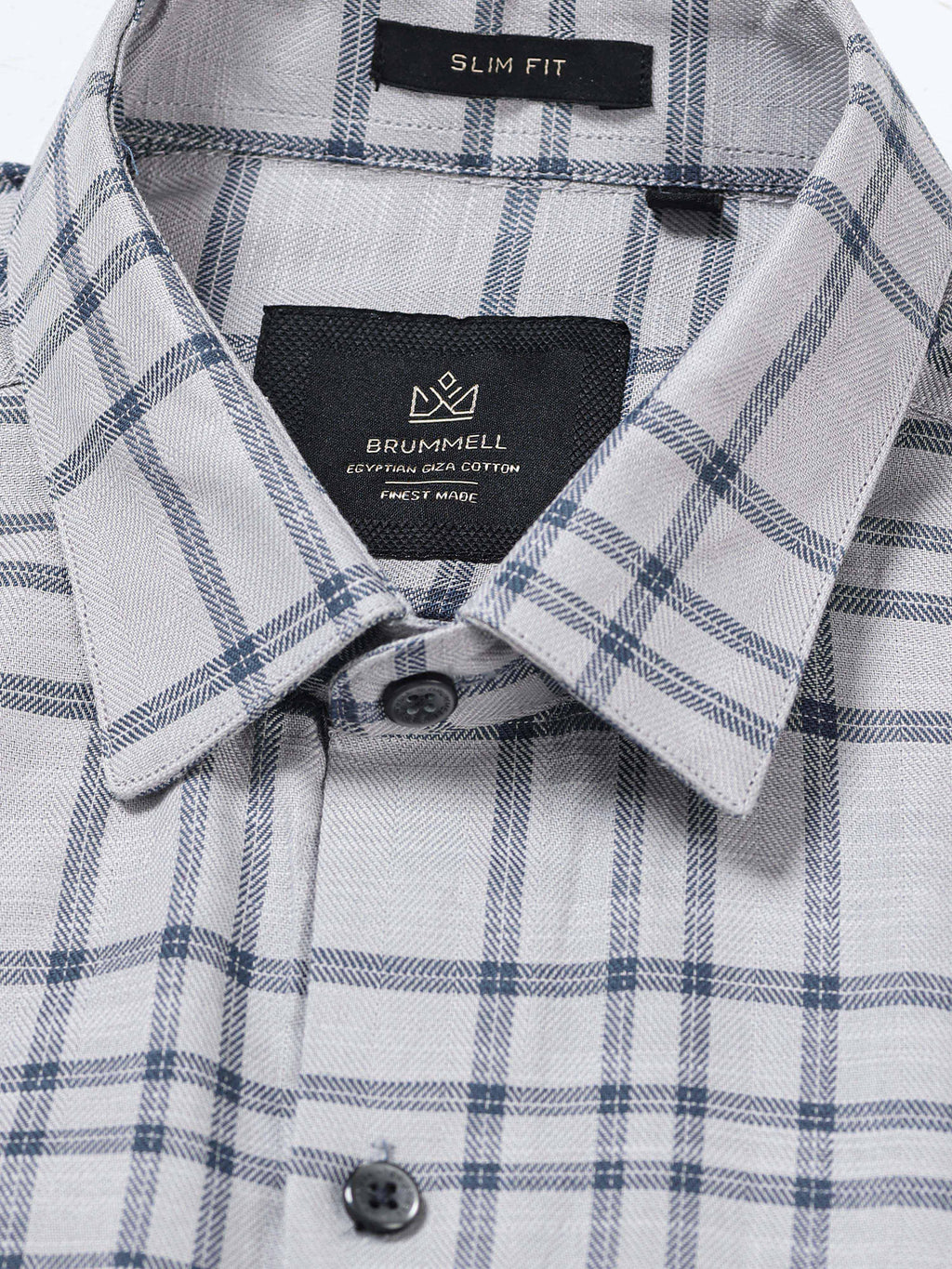 Mist Grey Chevron Check Jacquard Shirt