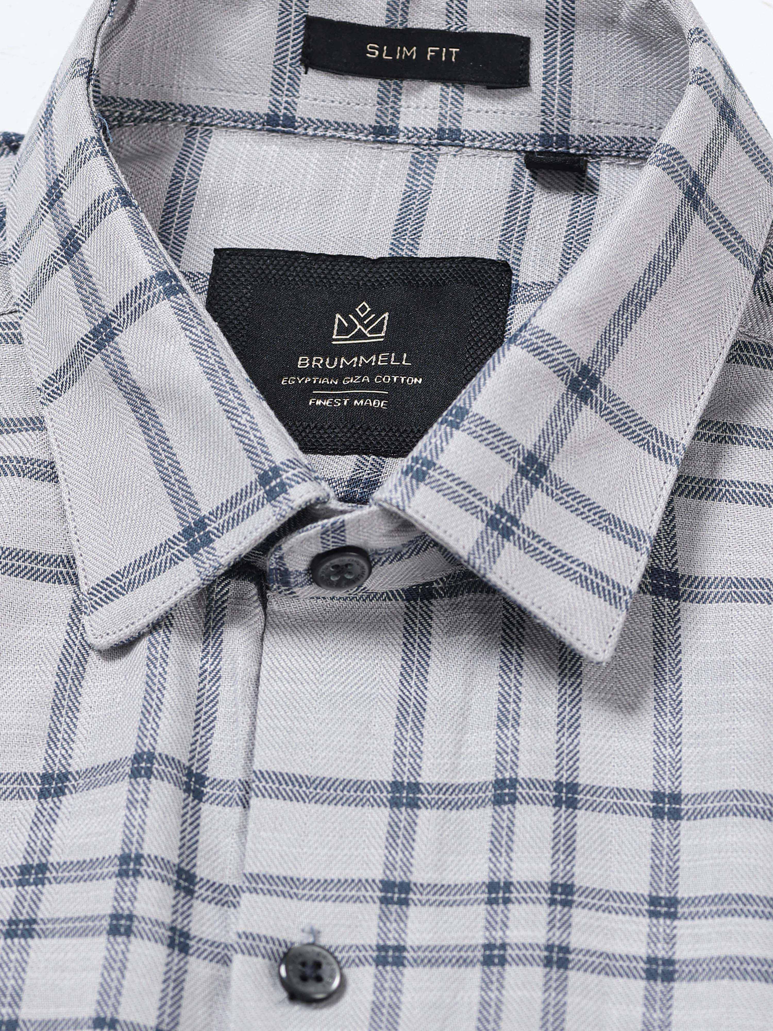 Mist Grey Chevron Check Jacquard Shirt