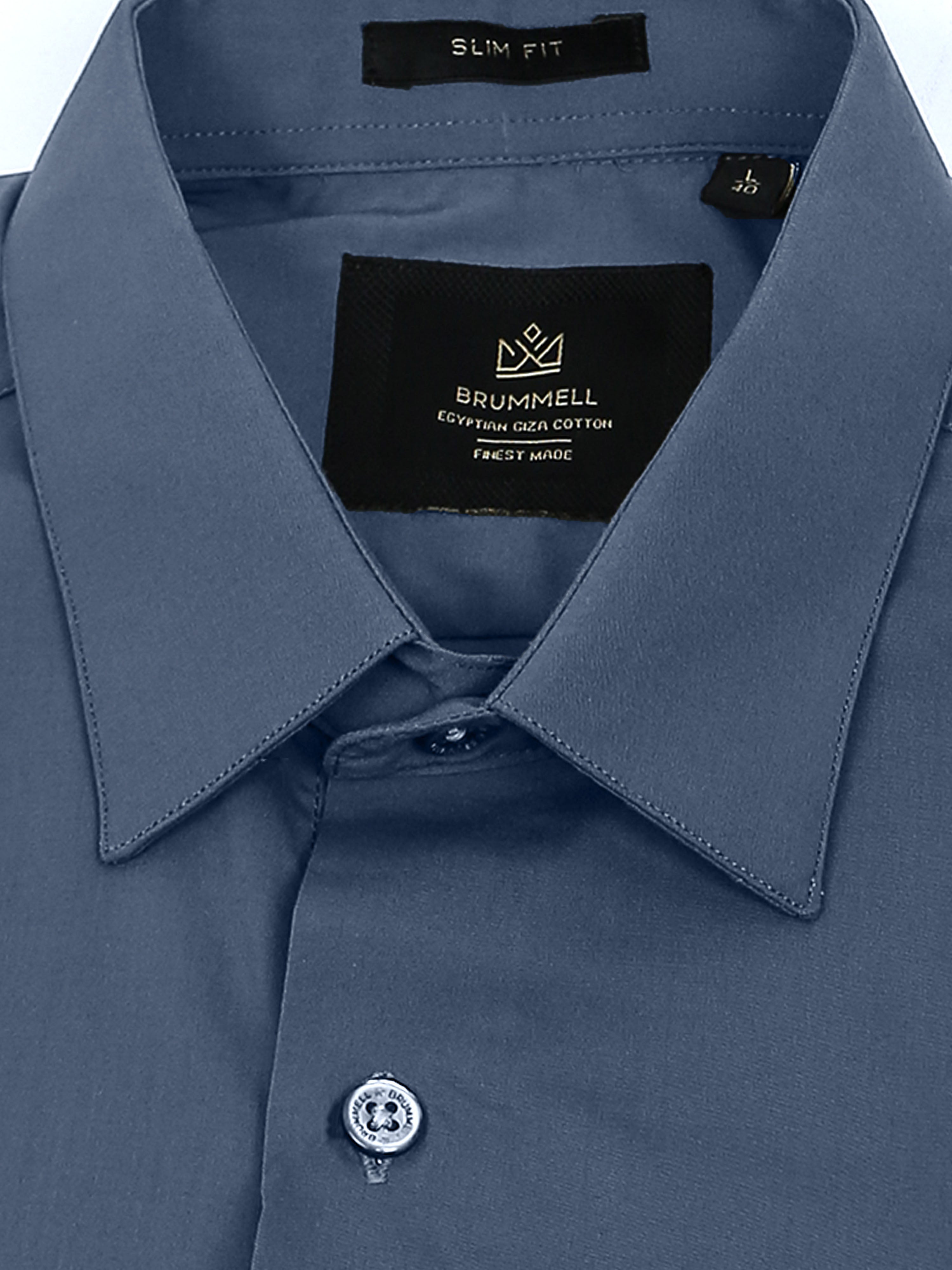 Midnight Slate Cotton Satin Stretch Solid Shirt