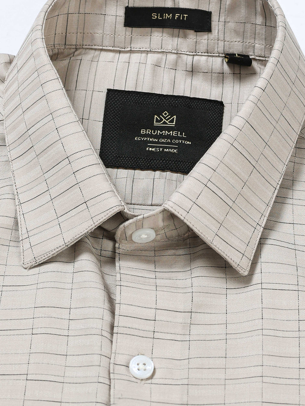 Sand Grid Windowpane Jacquard Shirt