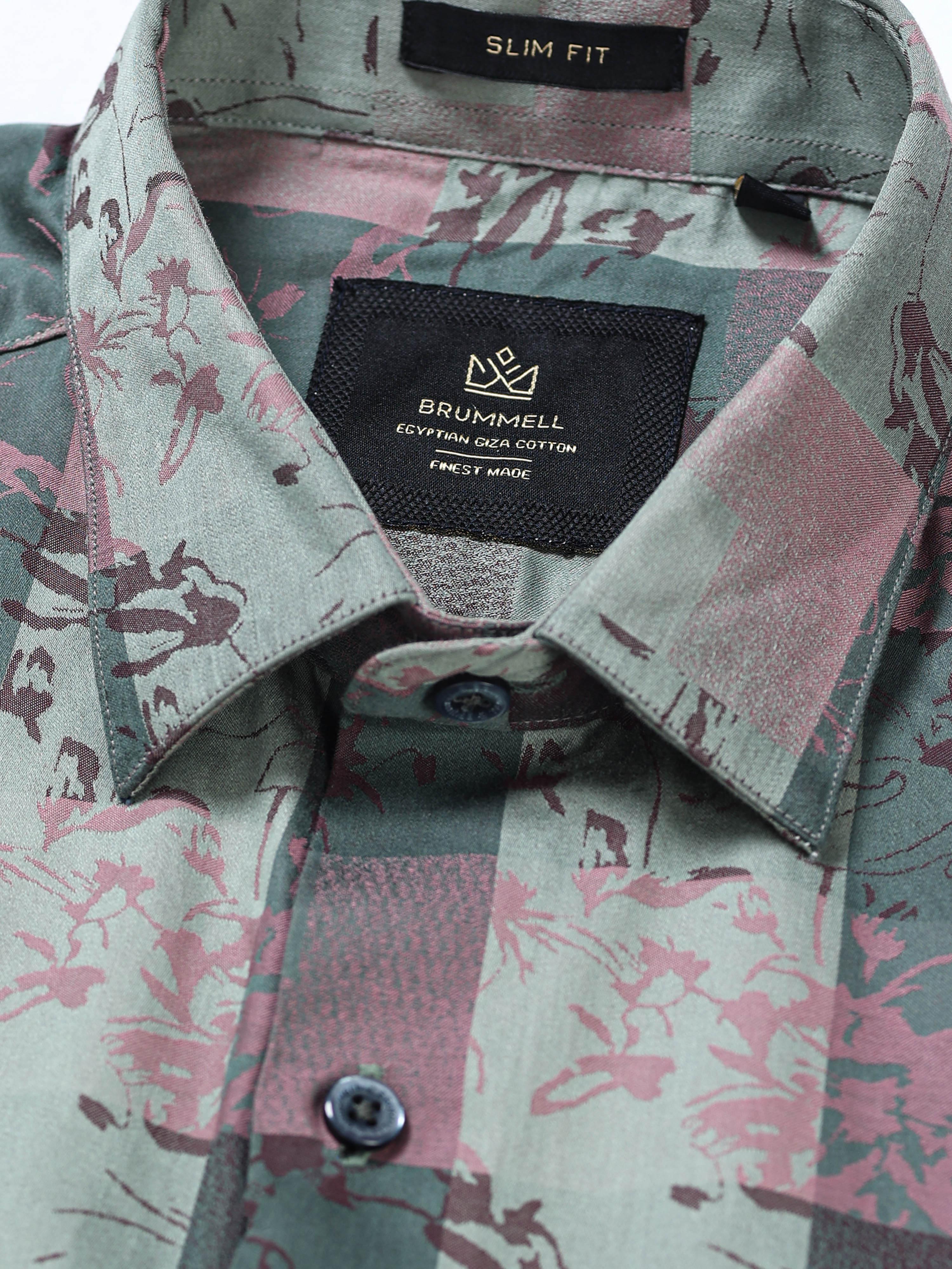 Abstract Forest Jacquard Check Shirt