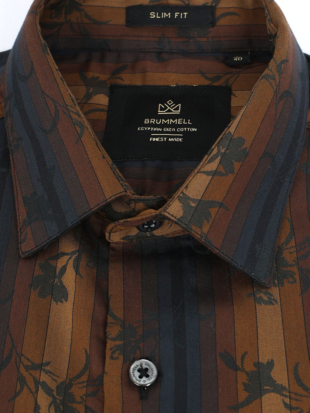 Midnight Copper Ornamental Floral Stripe Shirt