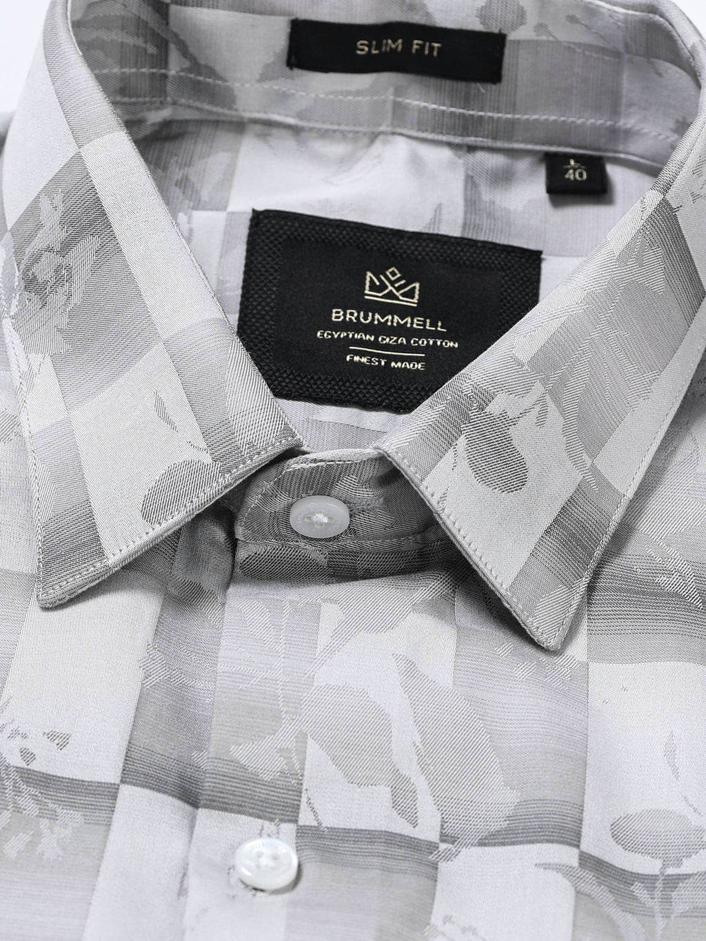 Silver Shadow Floral Checkerboard Jacquard Shirt
