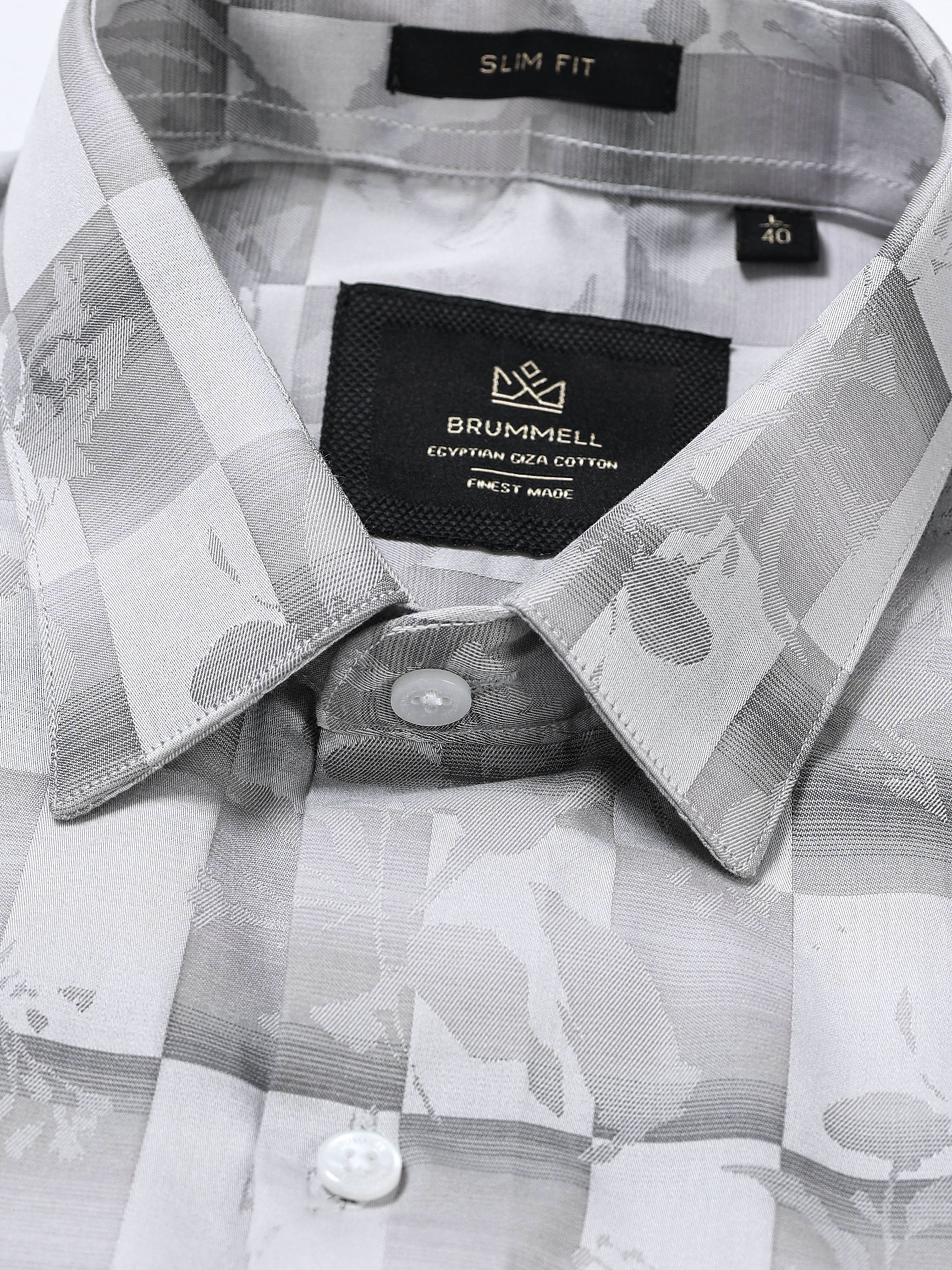 Silver Shadow Floral Checkerboard Jacquard Shirt