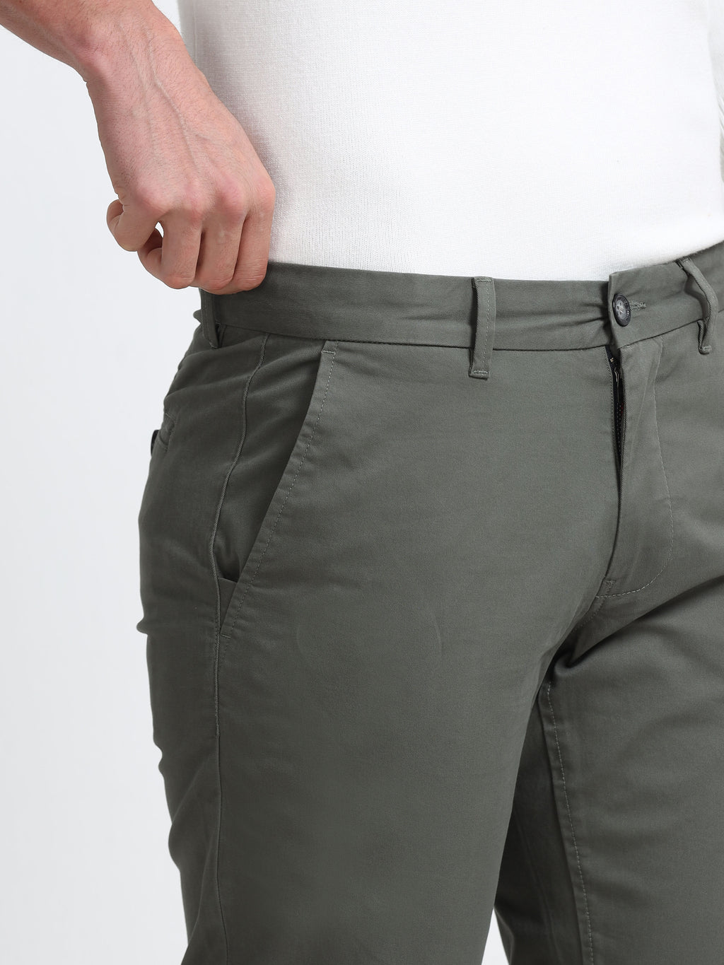 OLIVE GAP TWILL STRETCH TROUSERS