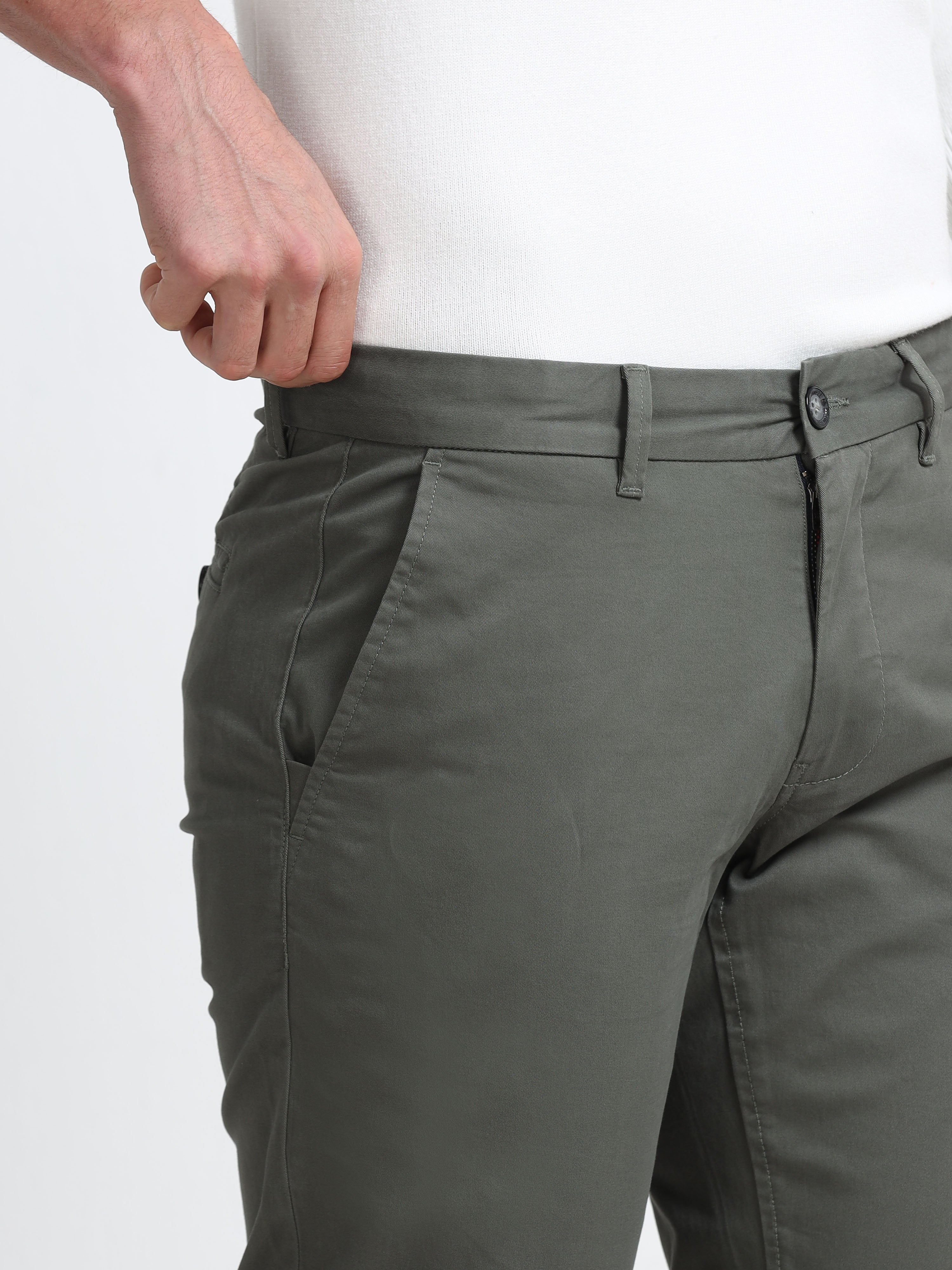 OLIVE GAP TWILL STRETCH TROUSERS
