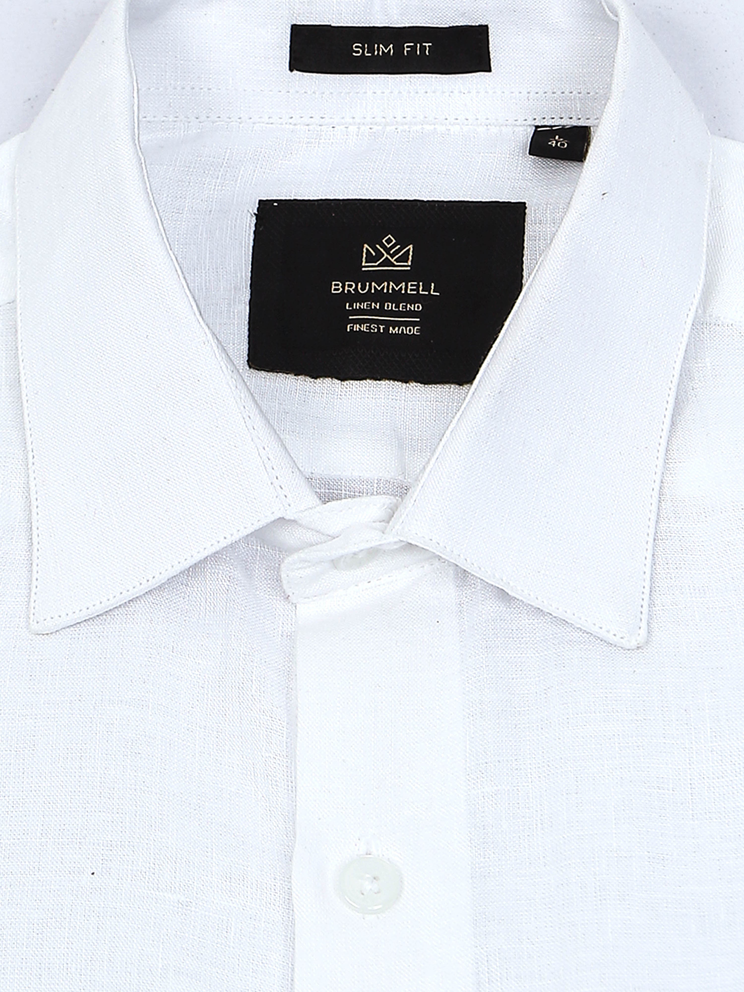 Arctic Breeze White Linen Solid Shirt