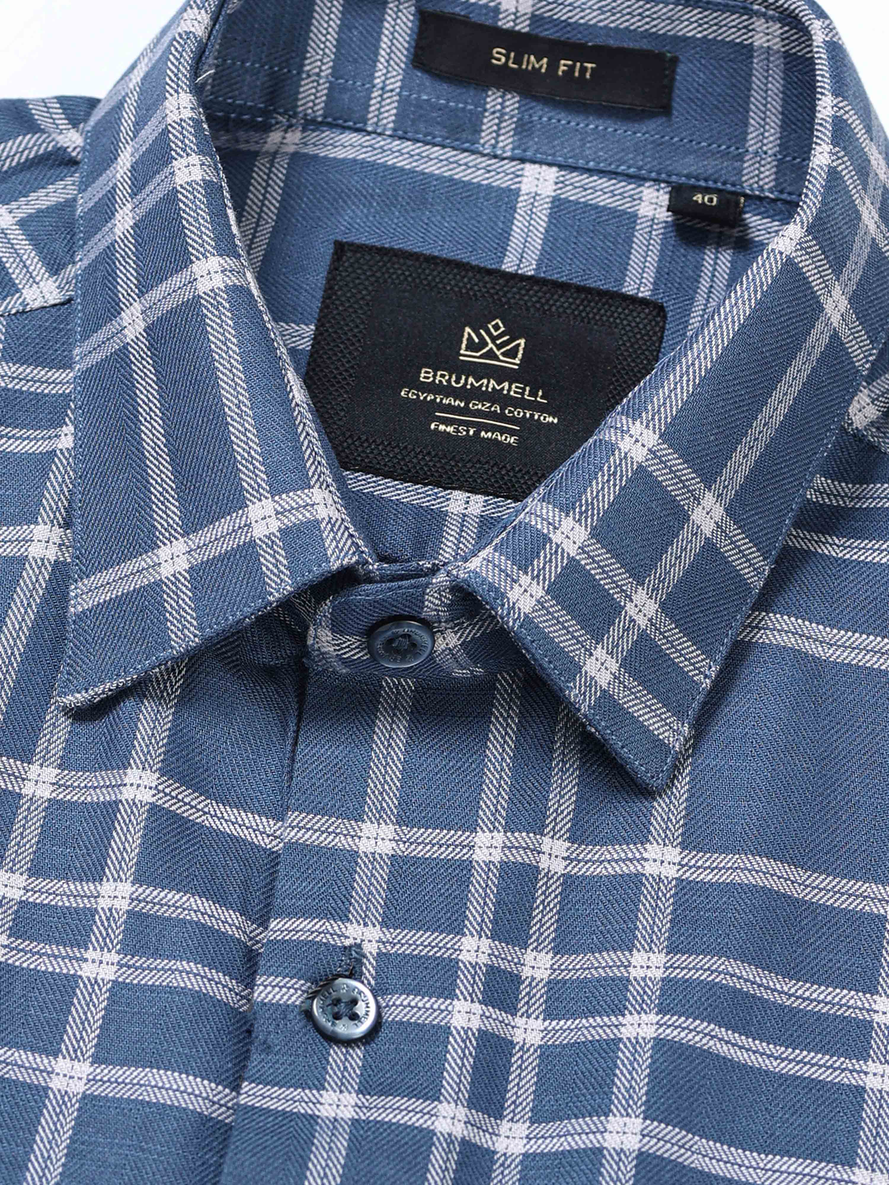 Graphite Blue Textured Check Jacquard Shirt