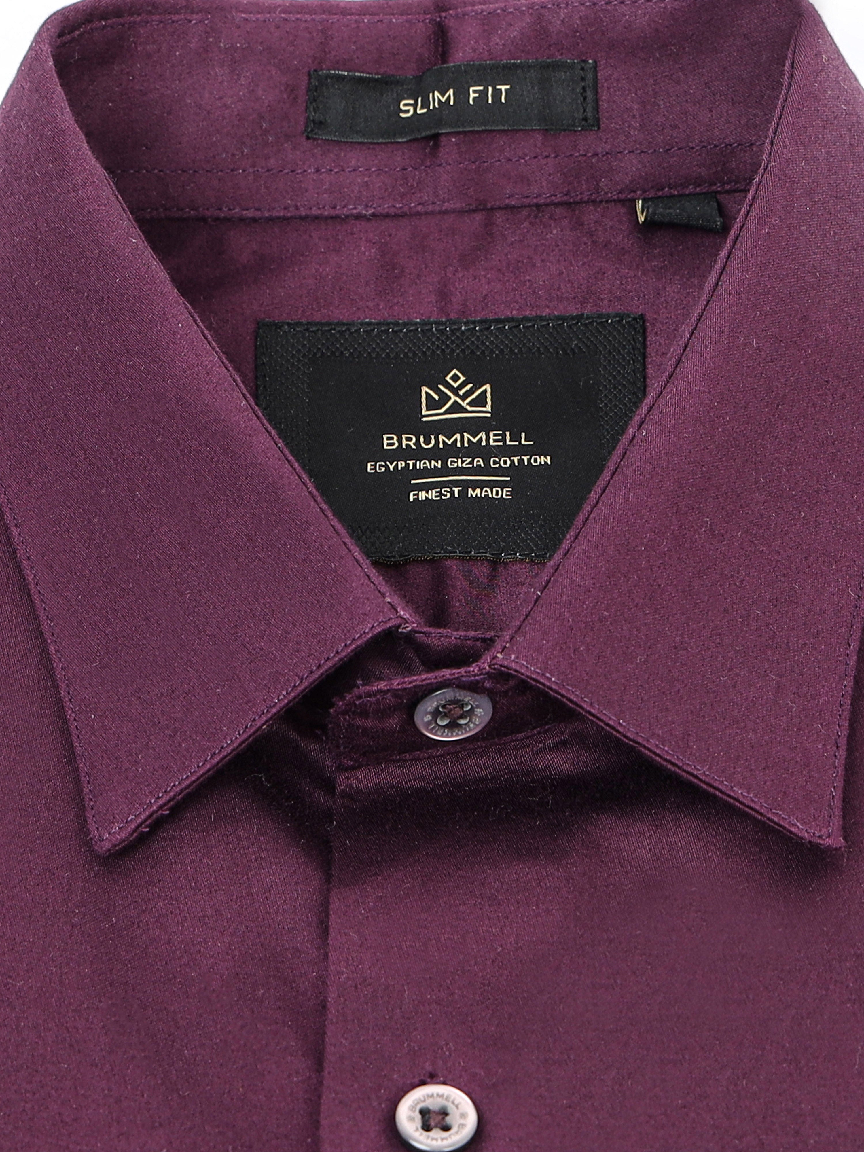 Mignight Wine Cotton Satin Stretch Solid Shirt