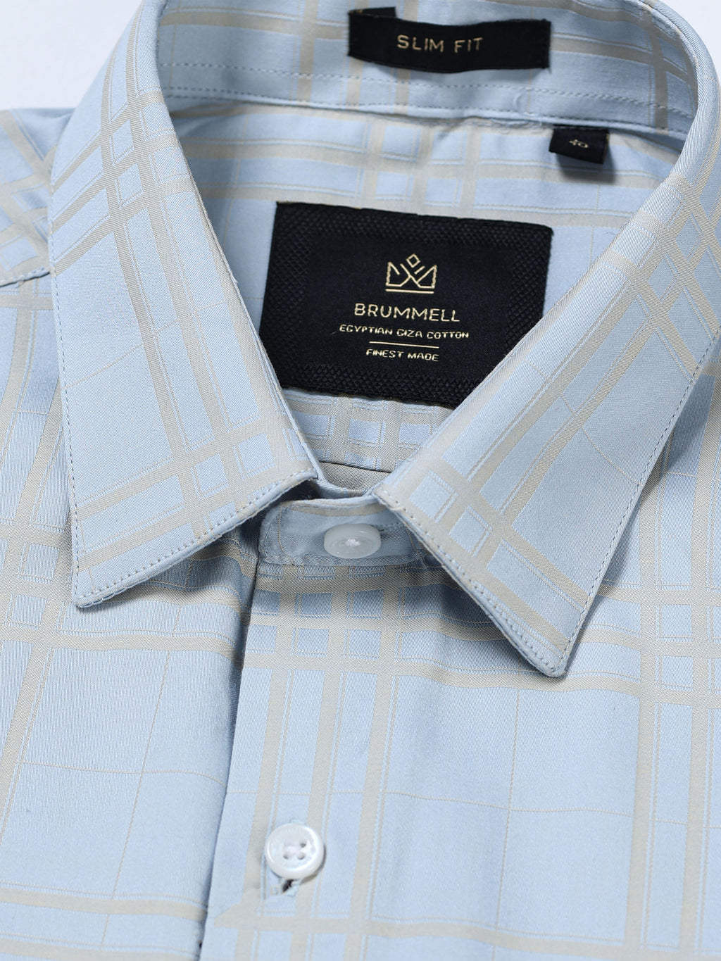 Sky Champagne Windowpane Jacquard Shirt