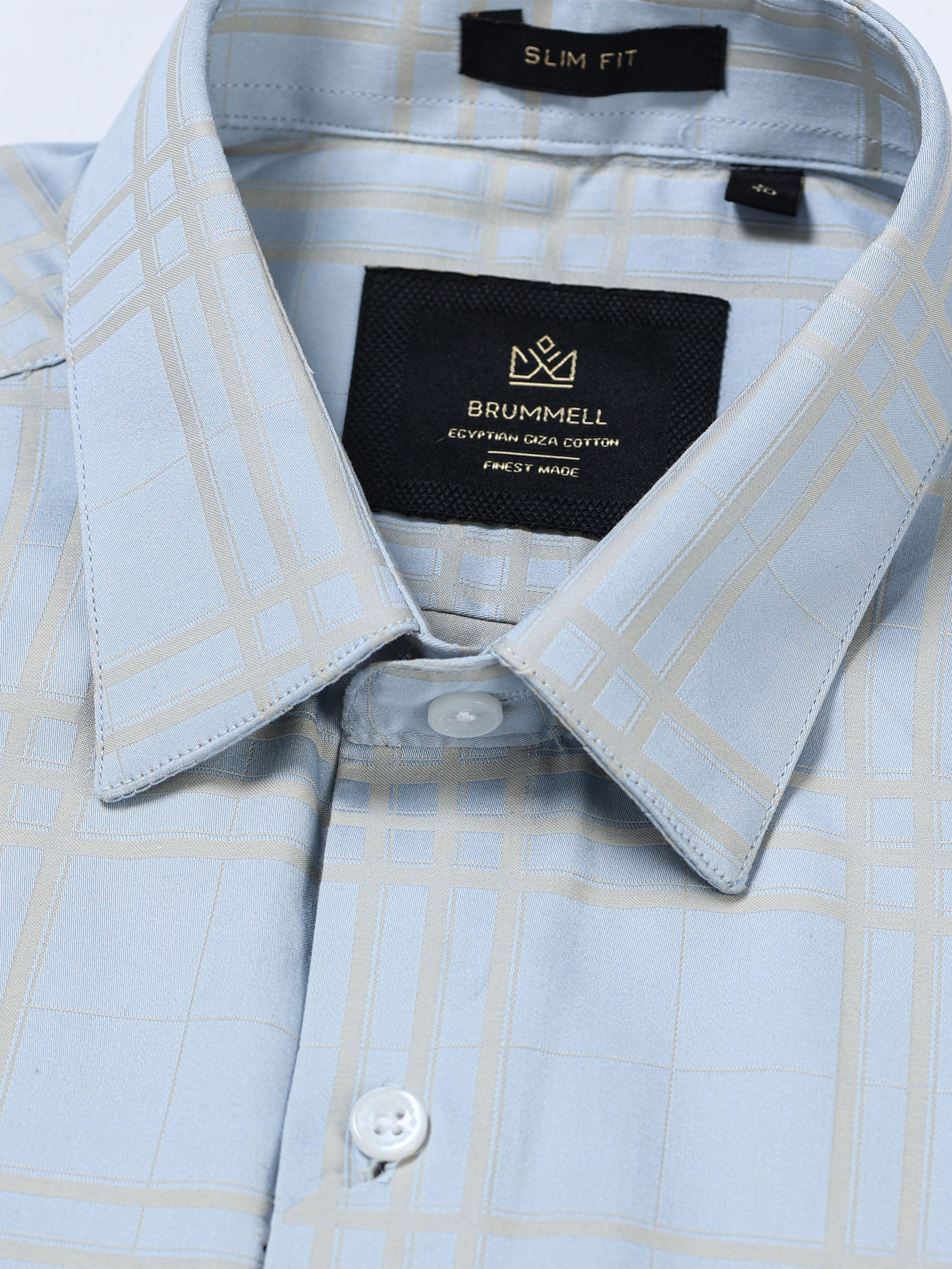 Sky Champagne Windowpane Jacquard Shirt