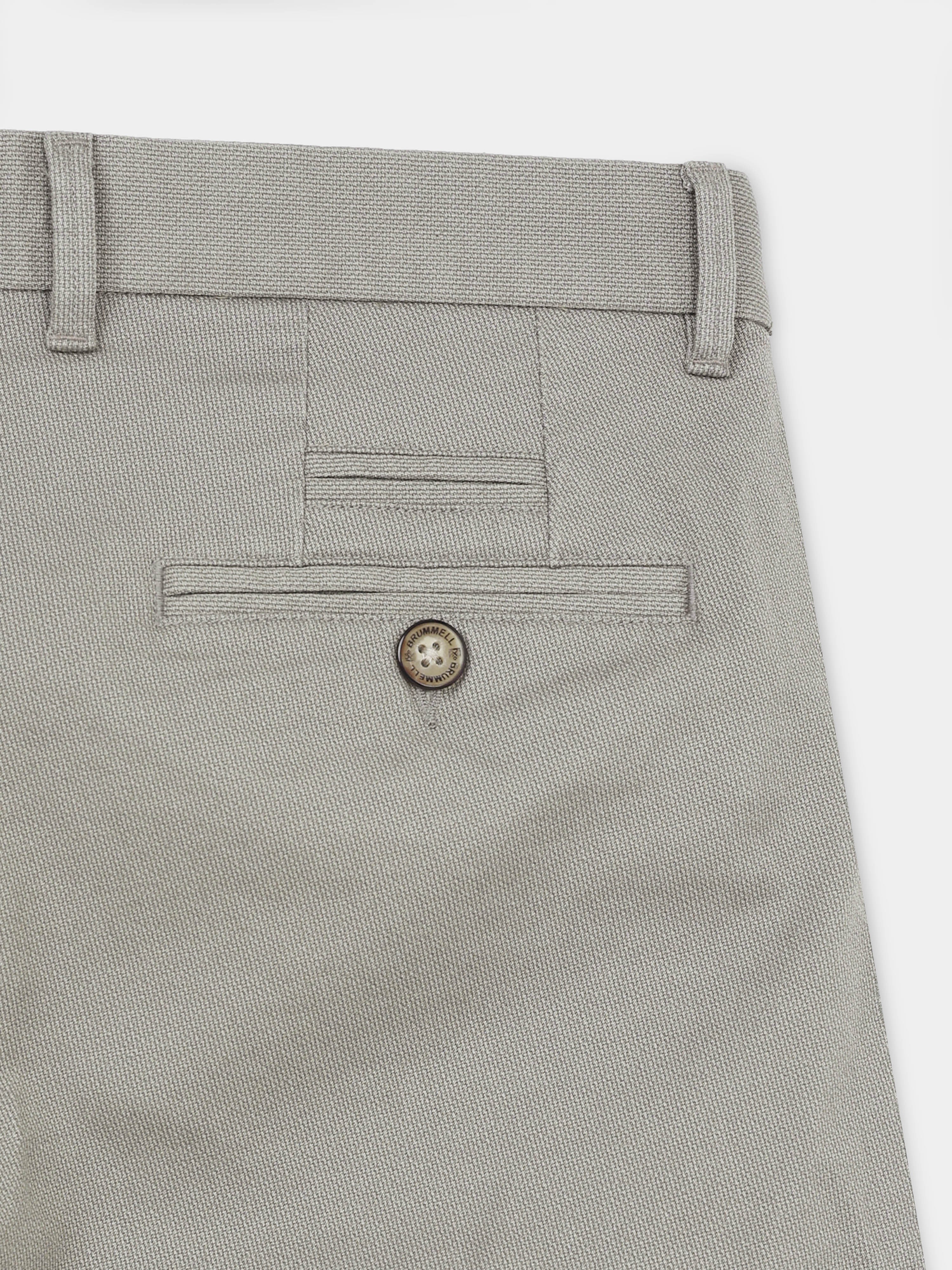 TAUPE DOBBIES COTTON LYCRA BLEND TROUSER