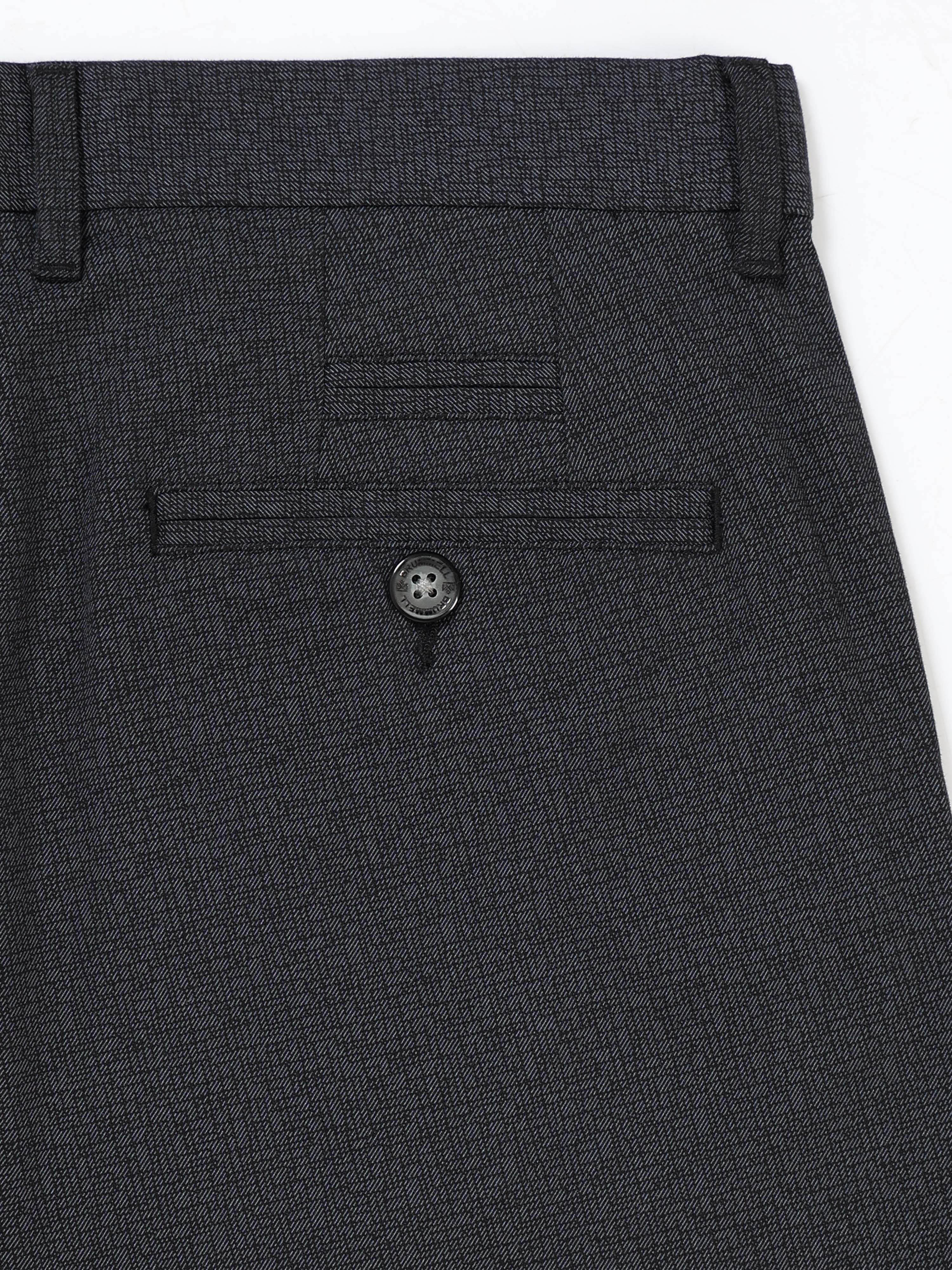 BLACK DOBBIES COTTON LYCRA BLEND TROUSER