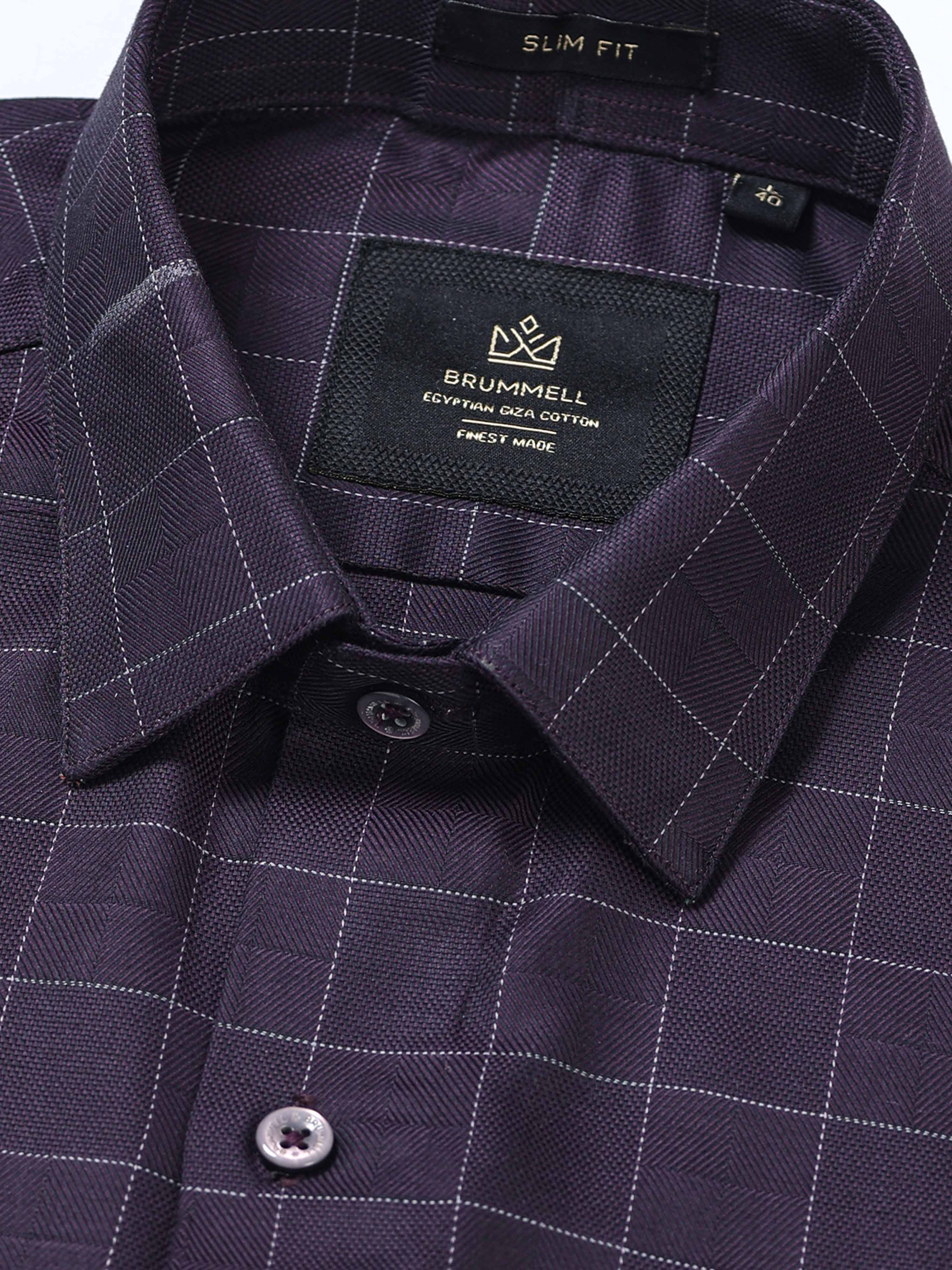 Aubergine Tectonic Windowpane Jacquard Shirt