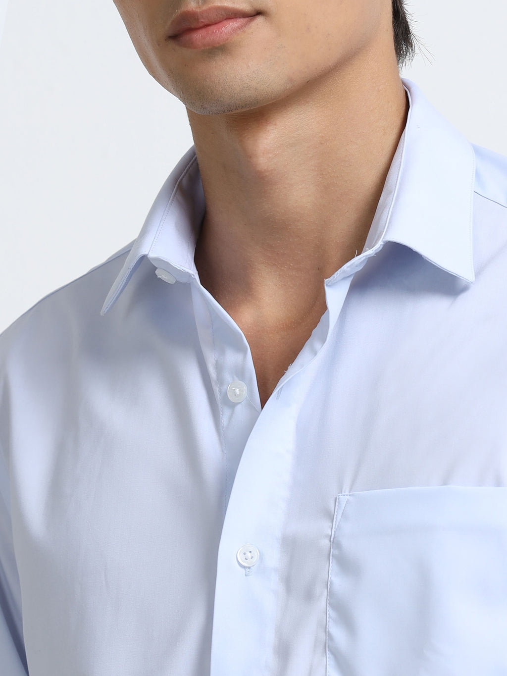 Arctic Mist Cotton Satin Stretch Solid Shirt