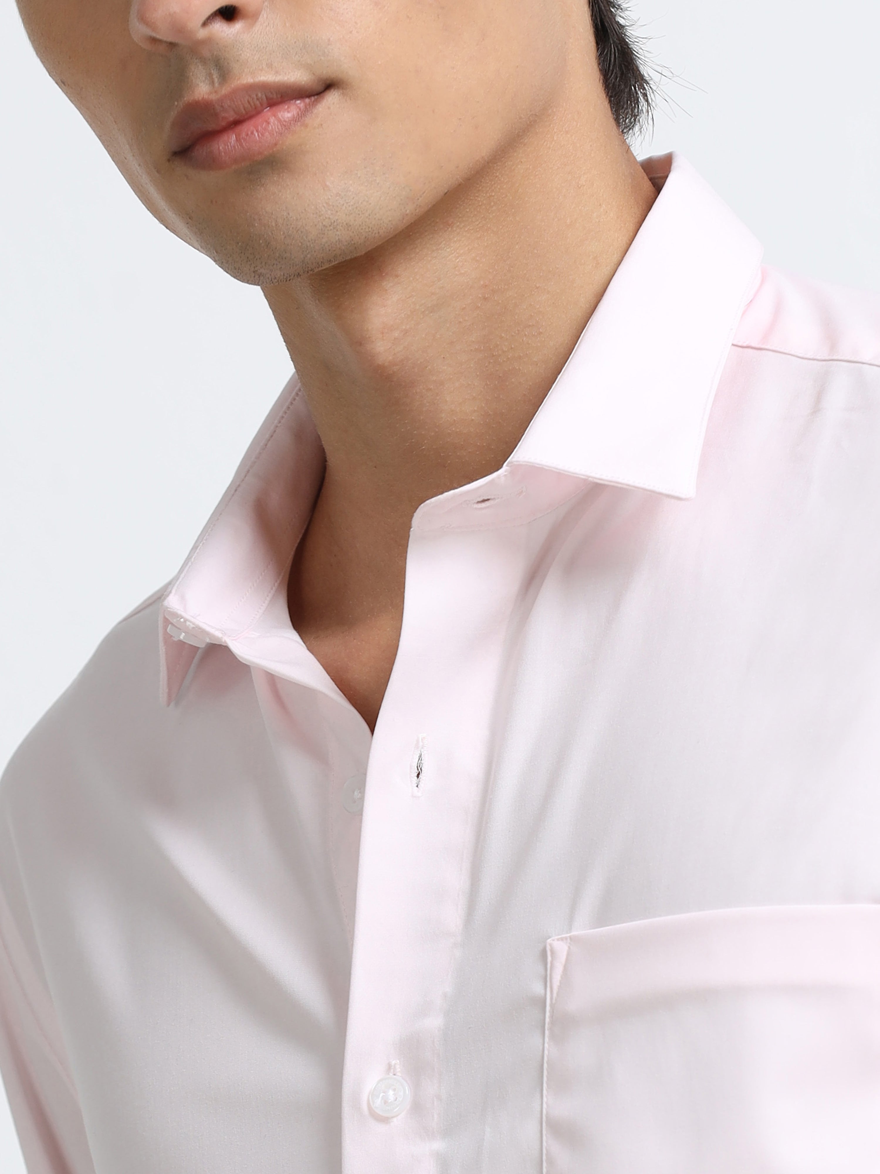 Morning Rose Cotton Satin Stretch Solid Shirt