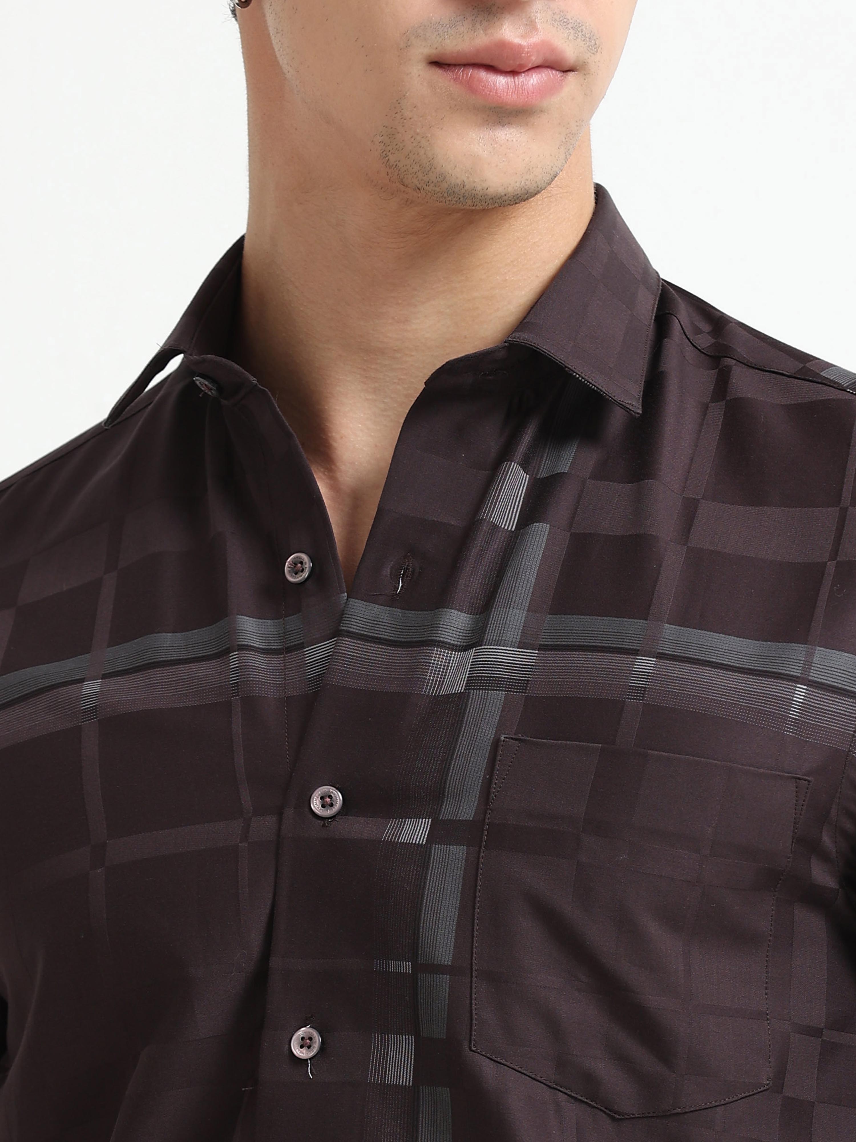 Espresso Checker Jacquard Shirt