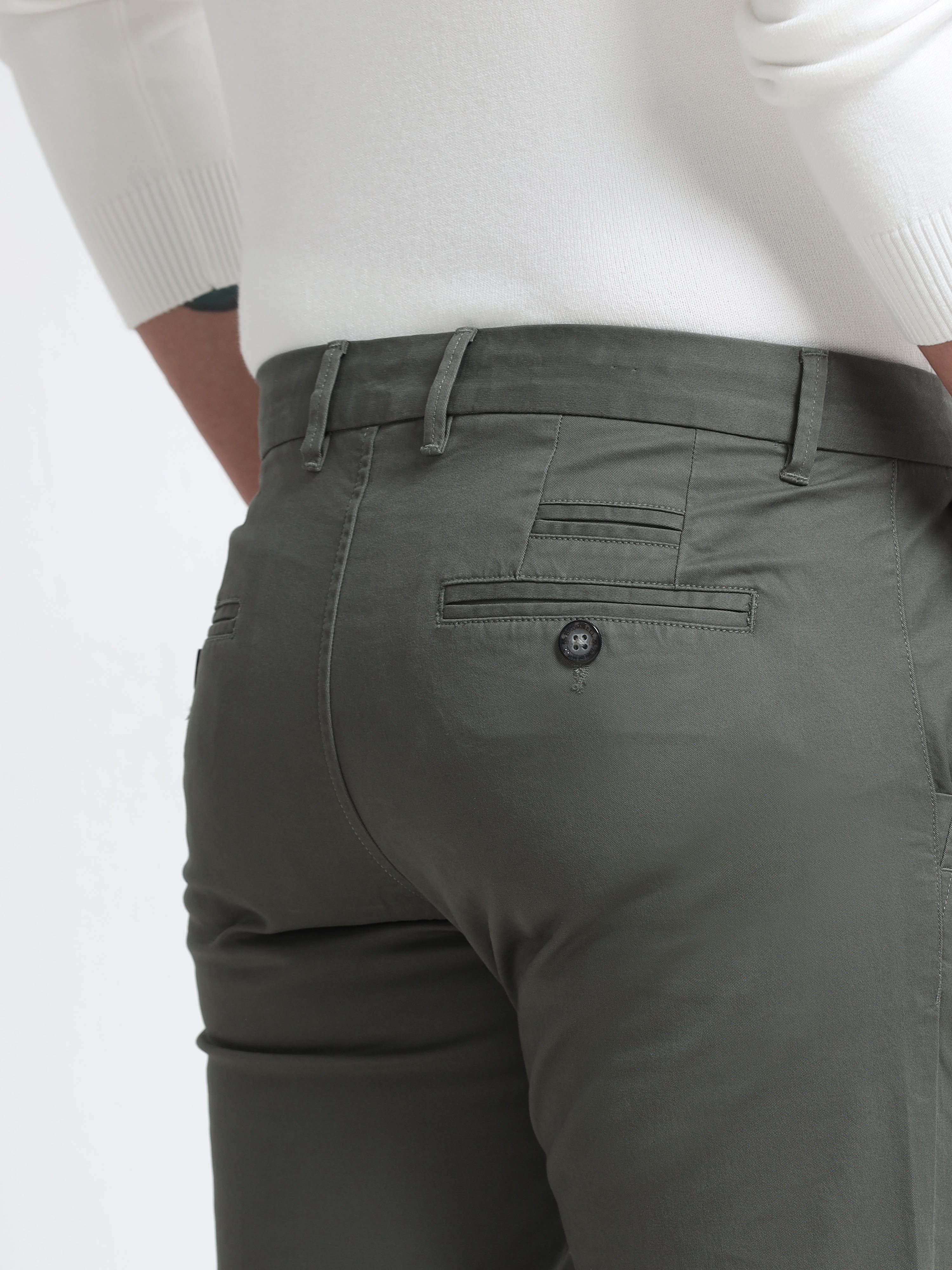 OLIVE GAP TWILL STRETCH TROUSERS