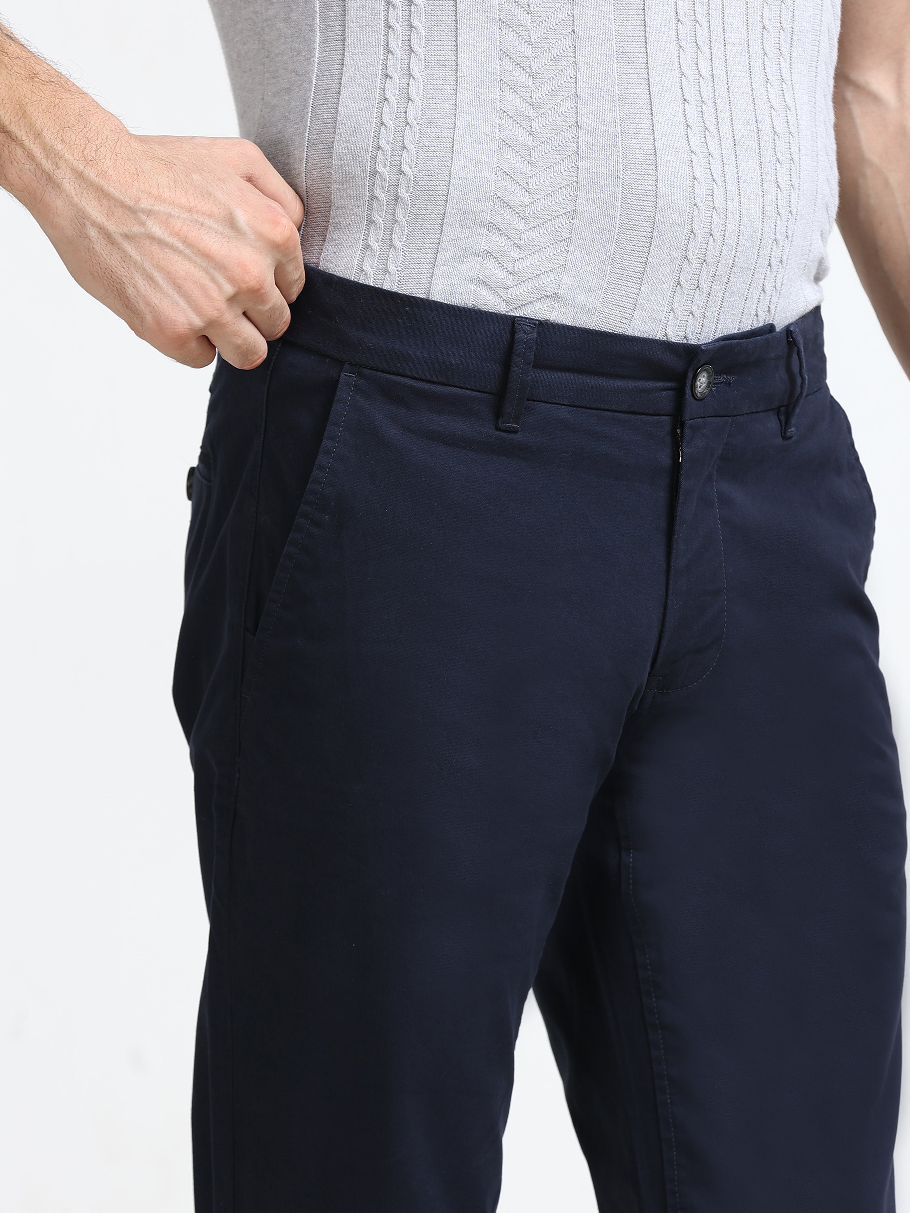 DARK NAVY GAP TWILL STRETCH TROUSERS