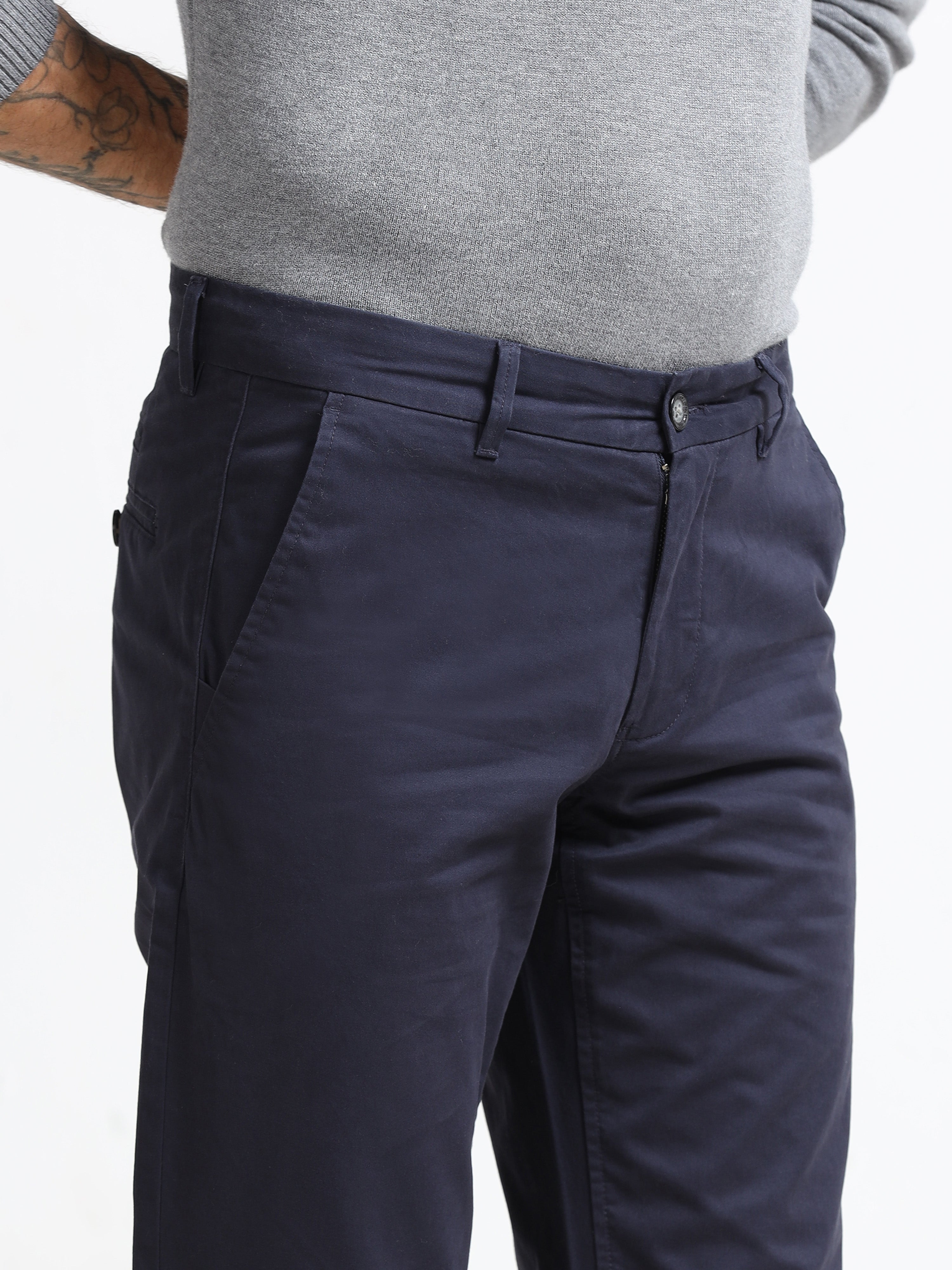 DARK BLUE CONVERSE COTTON LYCRA STRECTH TROUSERS