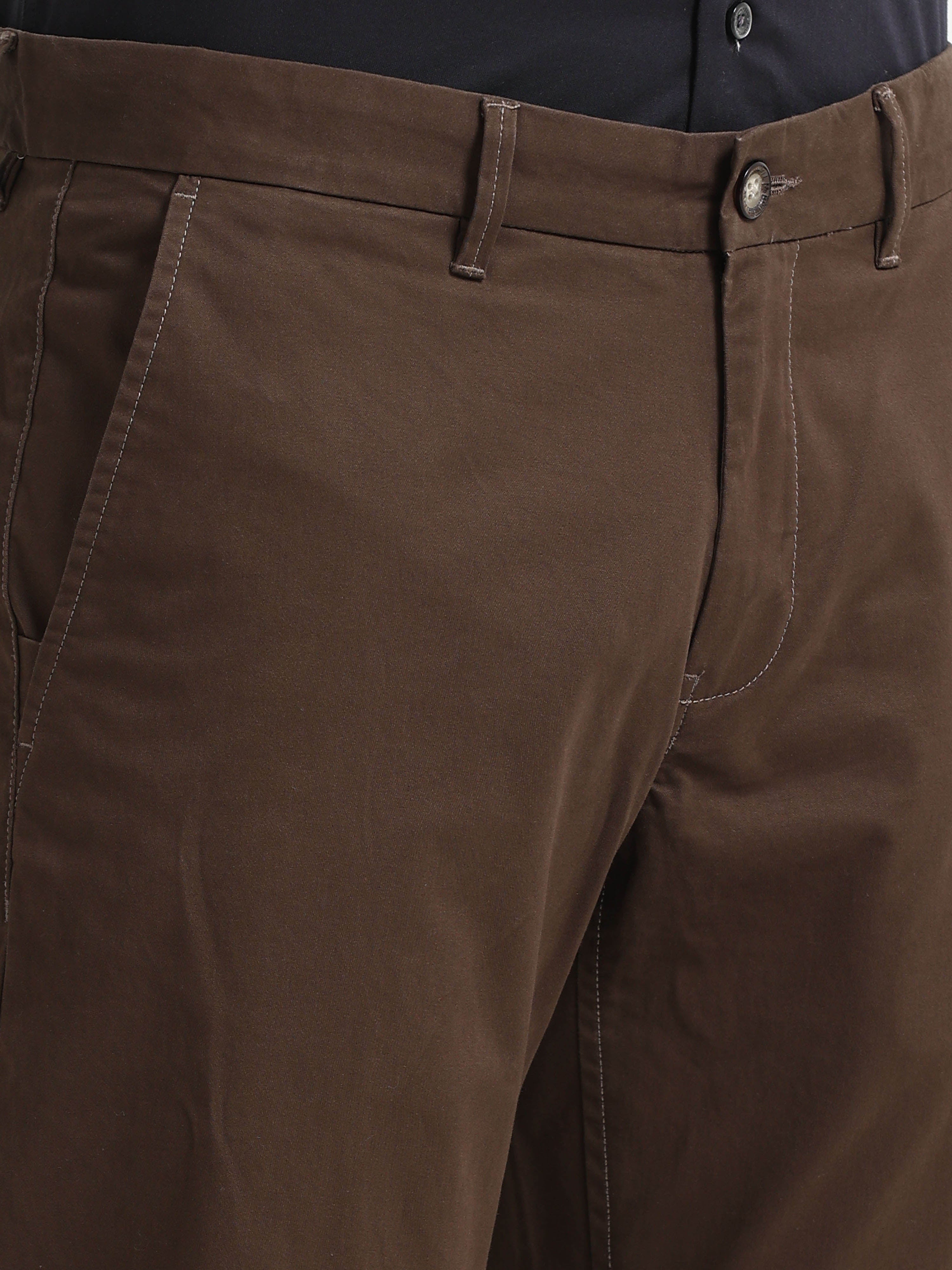 DARK BROWN CONVERSE COTTON LYCRA STRECTH TROUSERS