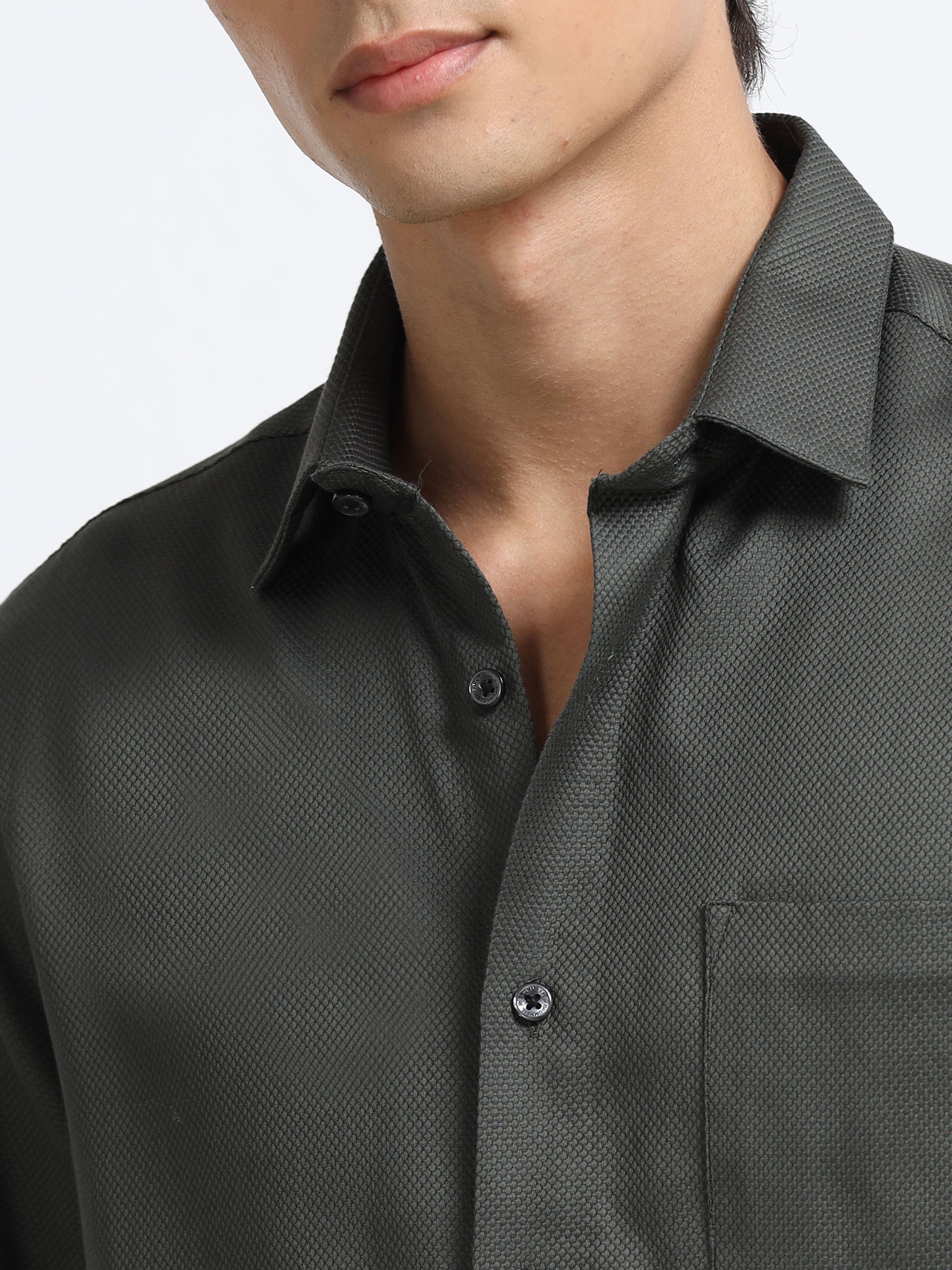 Nocturnal Olive Artisan Textured Shirt