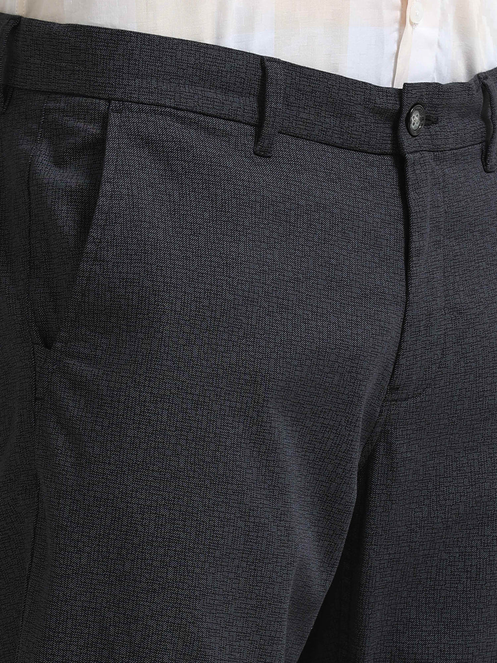 BLACK DOBBIES COTTON LYCRA BLEND TROUSER