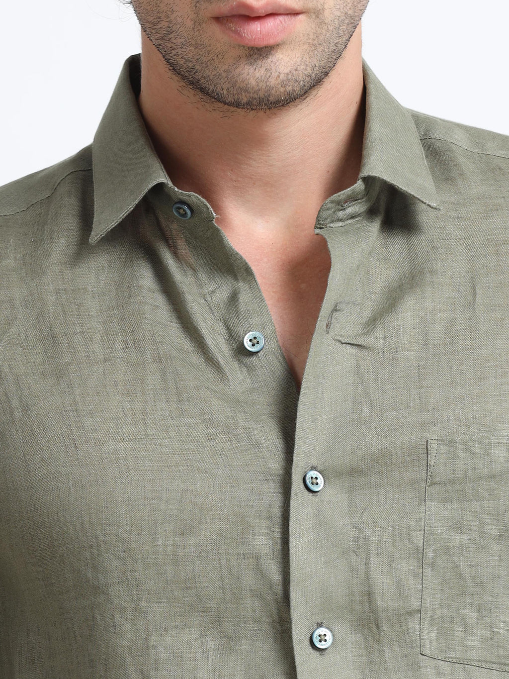 Rustic Olive Essential Linen Solid Shirt