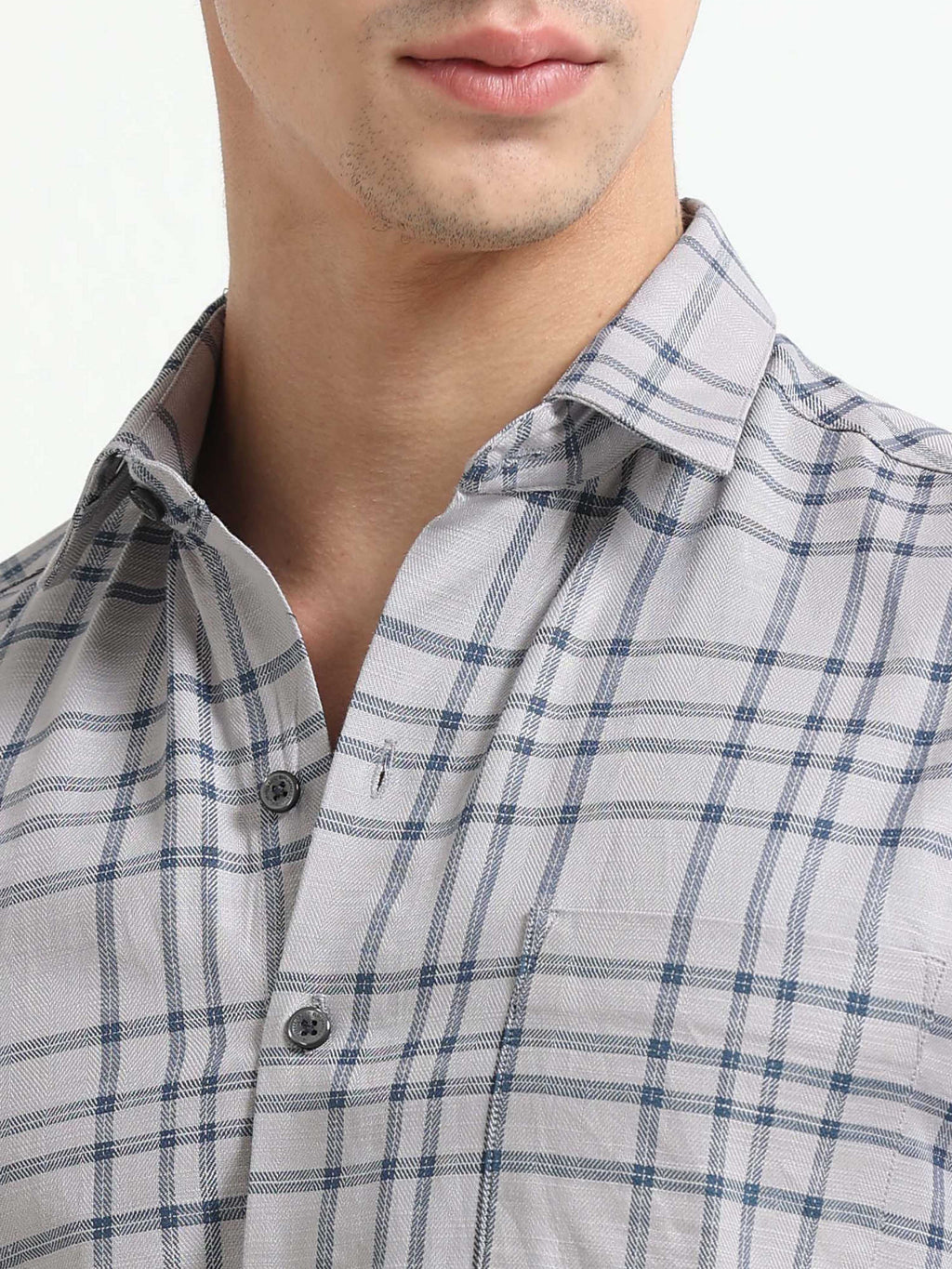 Mist Grey Chevron Check Jacquard Shirt